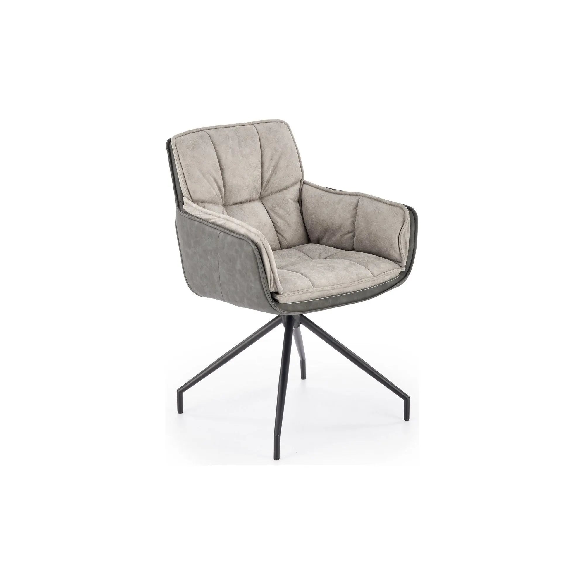 Scaun rotativ K523, gri/negru, stofa/piele ecologica, 61x61x85 cm