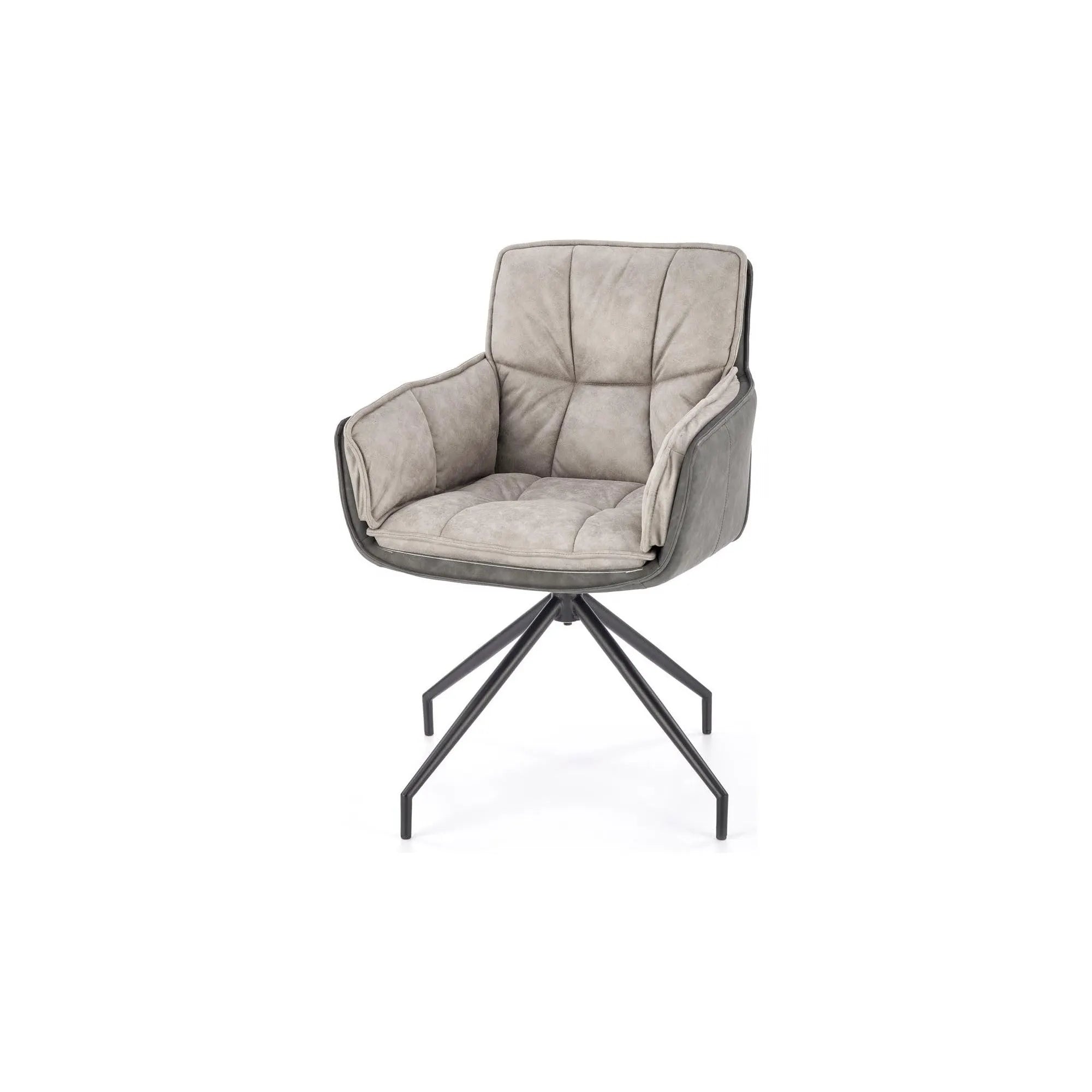 Scaun rotativ K523, gri/negru, stofa/piele ecologica, 61x61x85 cm