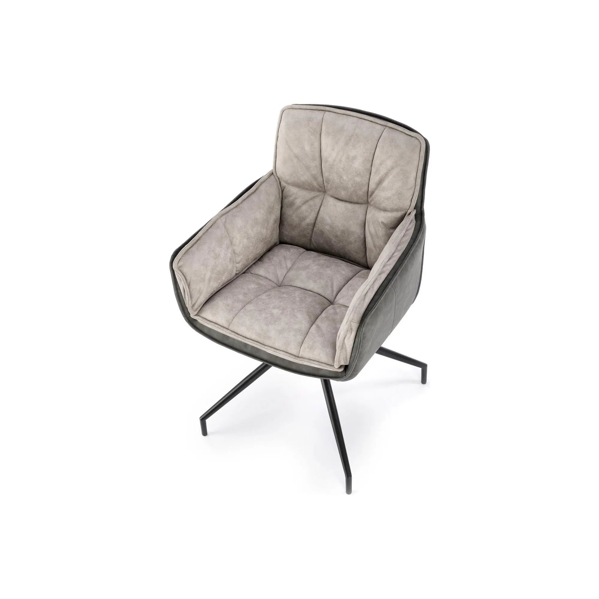 Scaun rotativ K523, gri/negru, stofa/piele ecologica, 61x61x85 cm