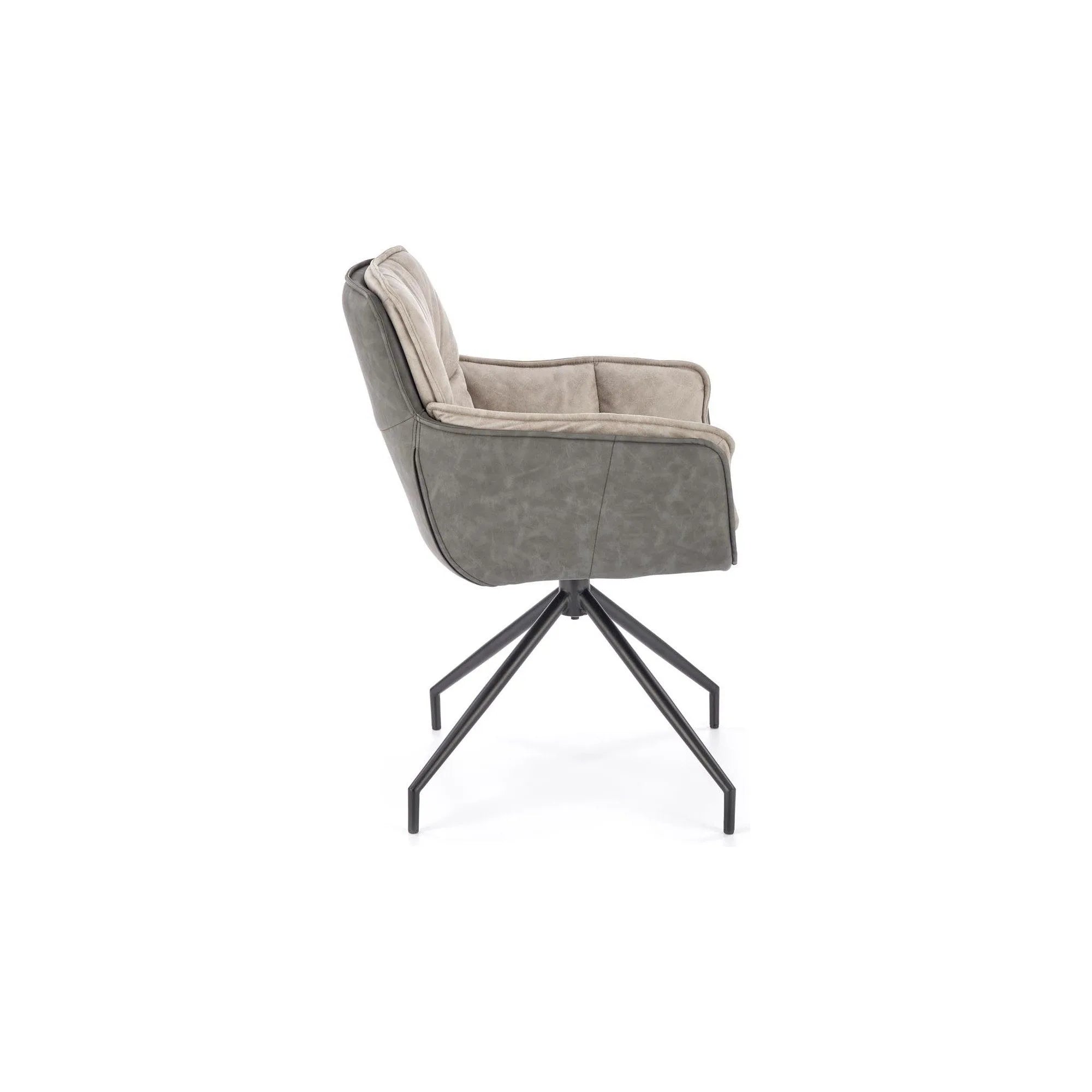 Scaun rotativ K523, gri/negru, stofa/piele ecologica, 61x61x85 cm