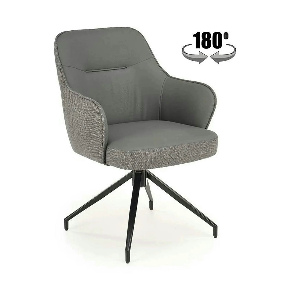 Scaun rotativ K527, gri/negru, stofa clasica/piele ecologica/metal, 60x65x85 cm