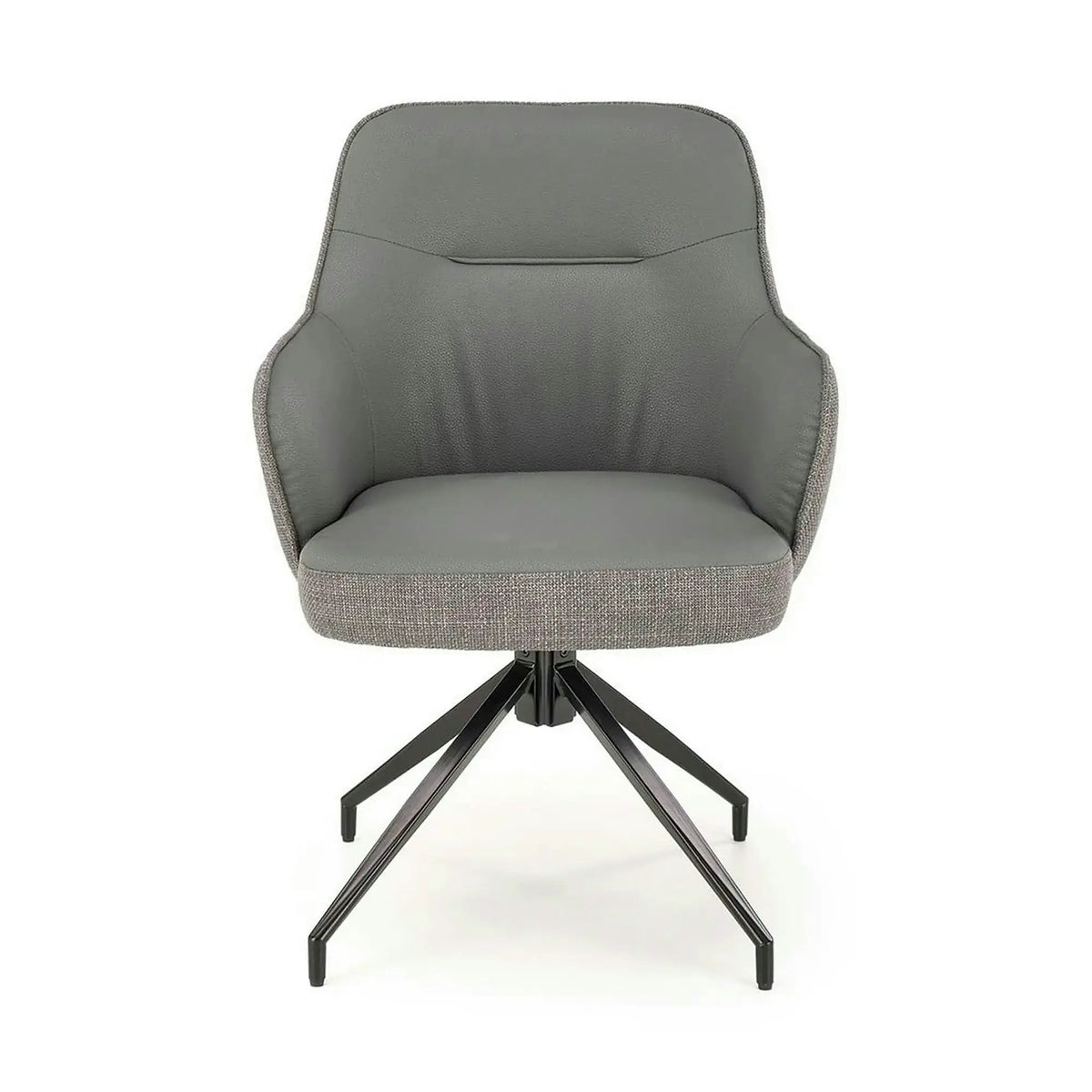 Scaun rotativ K527, gri/negru, stofa clasica/piele ecologica/metal, 60x65x85 cm