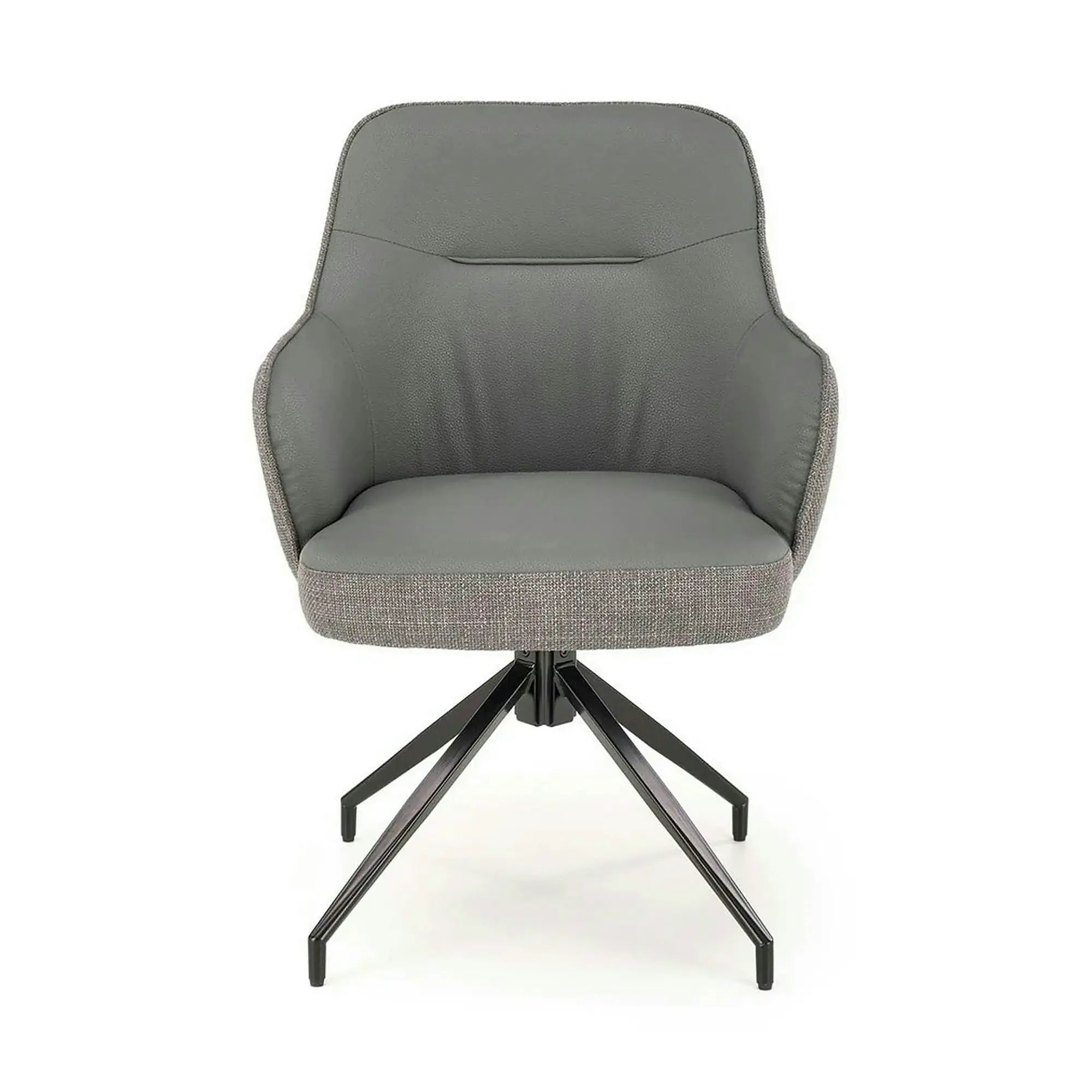 Scaun rotativ K527, gri/negru, stofa clasica/piele ecologica/metal, 60x65x85 cm