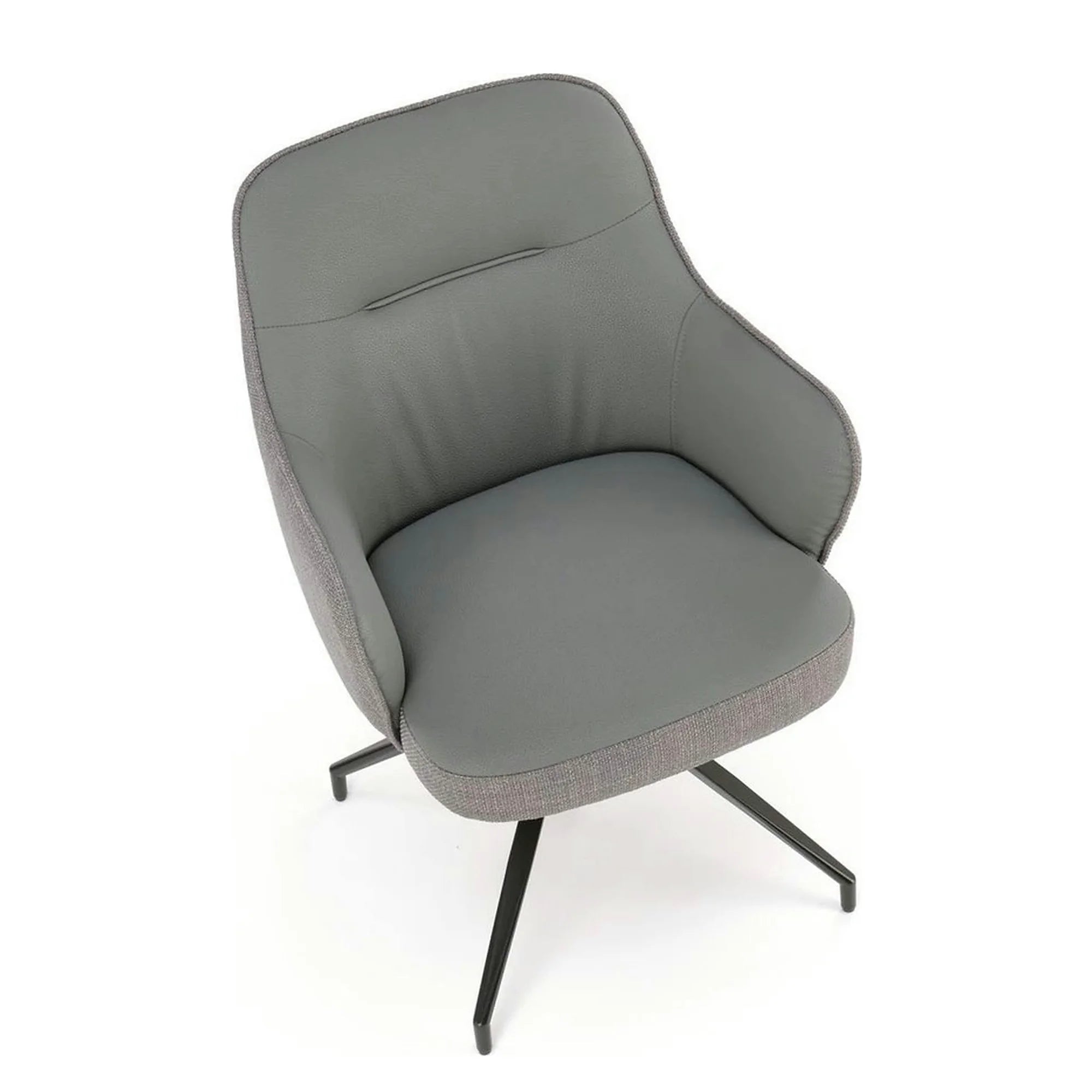 Scaun rotativ K527, gri/negru, stofa clasica/piele ecologica/metal, 60x65x85 cm