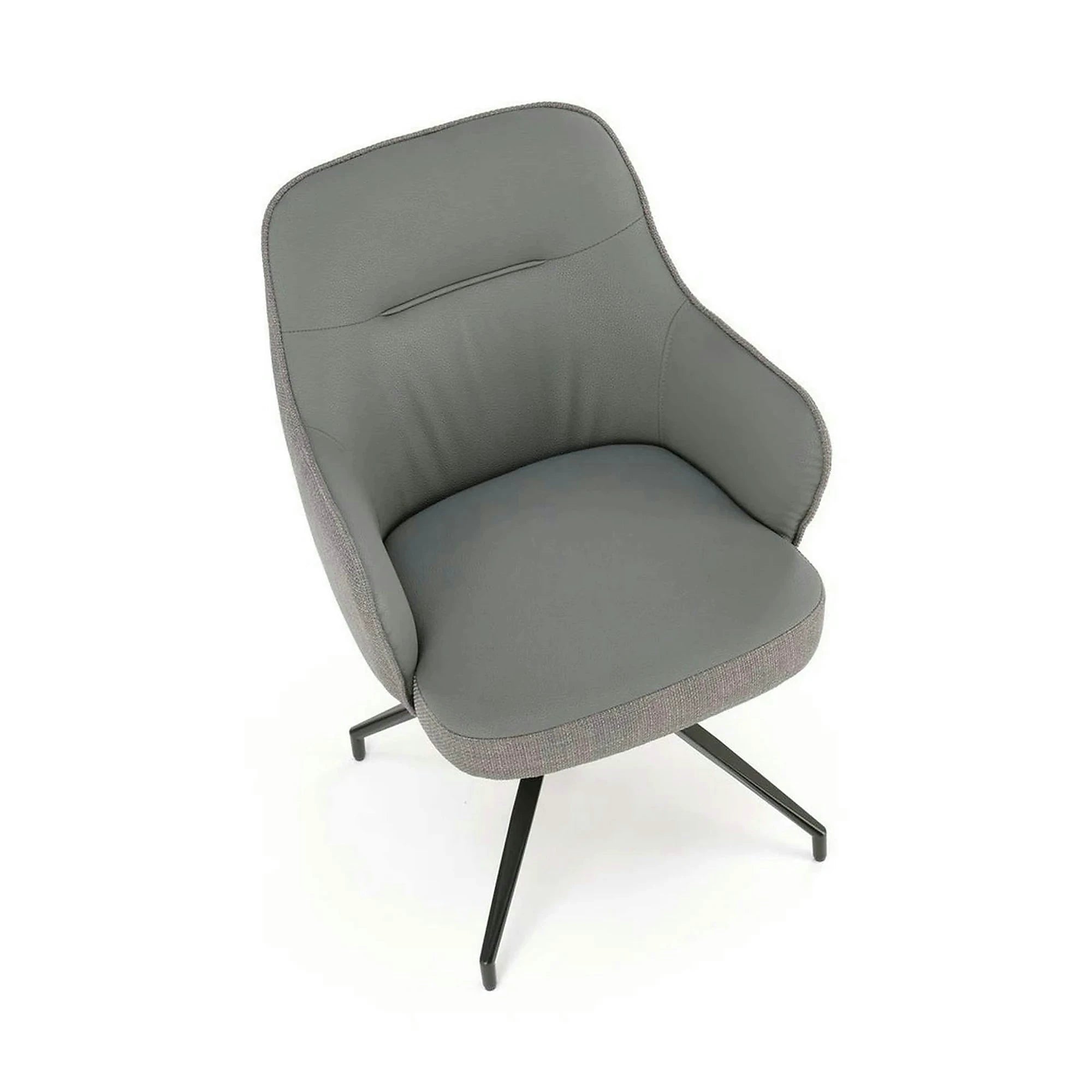 Scaun rotativ K527, gri/negru, stofa clasica/piele ecologica/metal, 60x65x85 cm