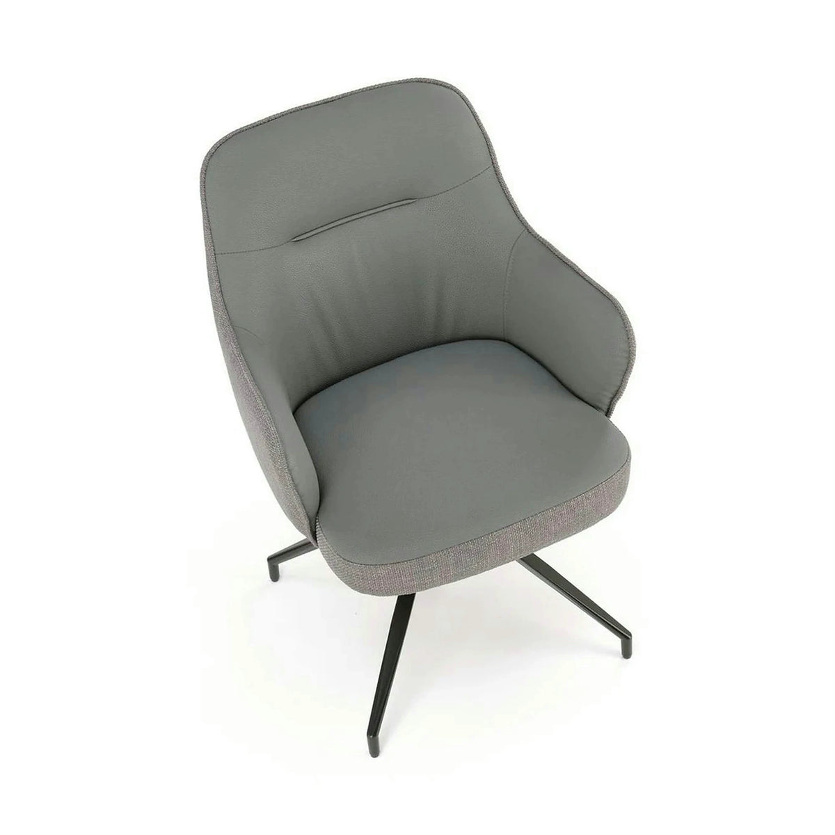 Scaun rotativ K527, gri/negru, stofa clasica/piele ecologica/metal, 60x65x85 cm