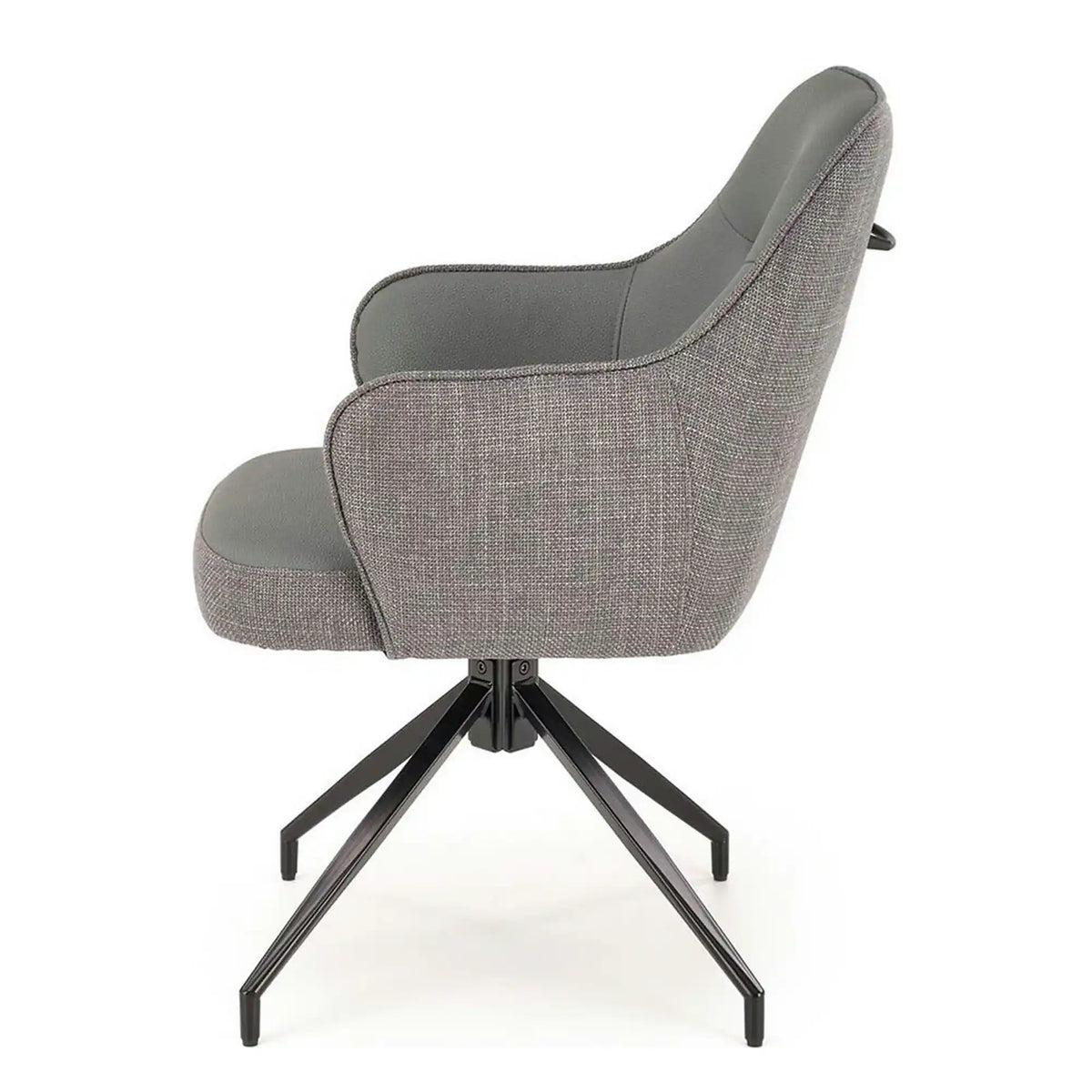 Scaun rotativ K527, gri/negru, stofa clasica/piele ecologica/metal, 60x65x85 cm