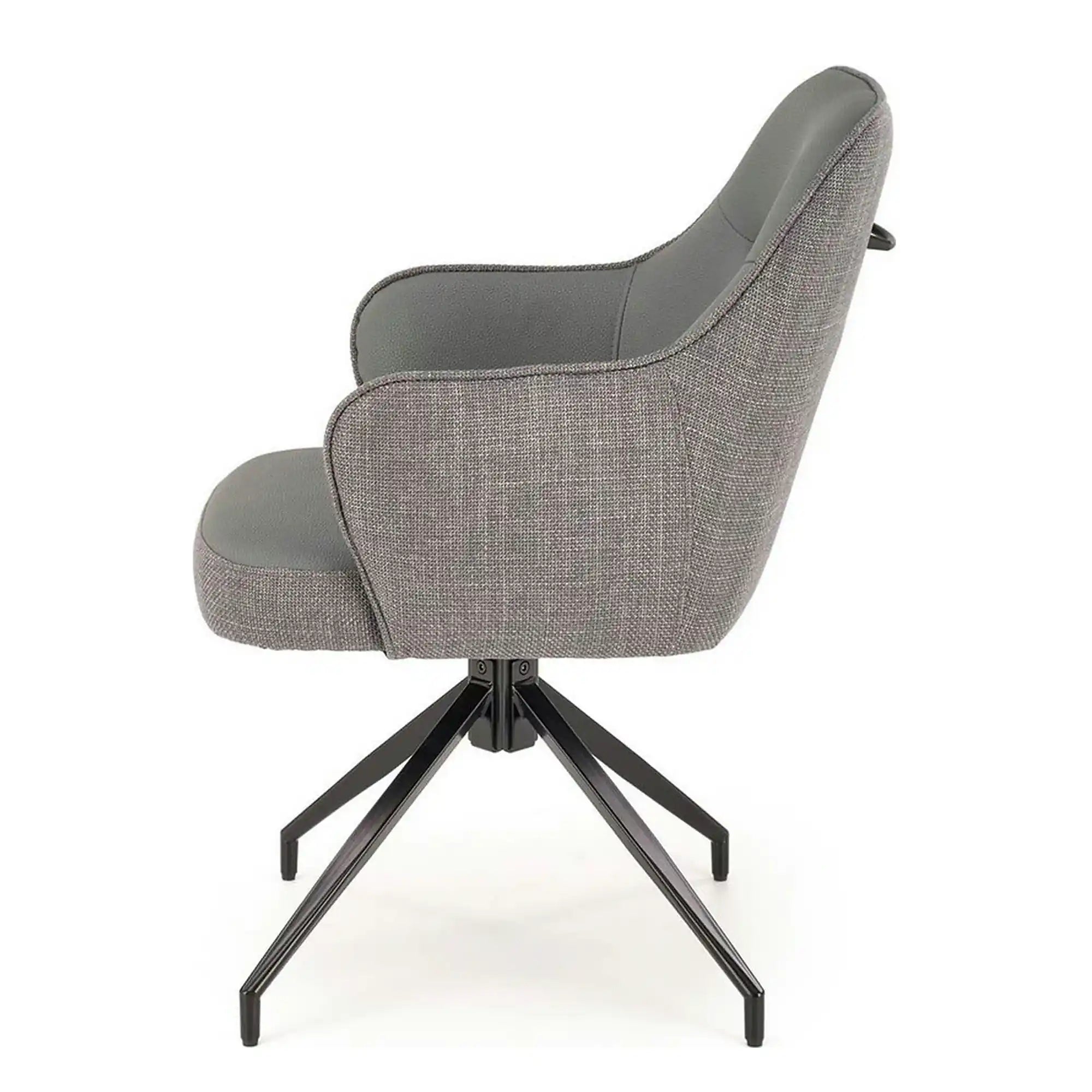 Scaun rotativ K527, gri/negru, stofa clasica/piele ecologica/metal, 60x65x85 cm