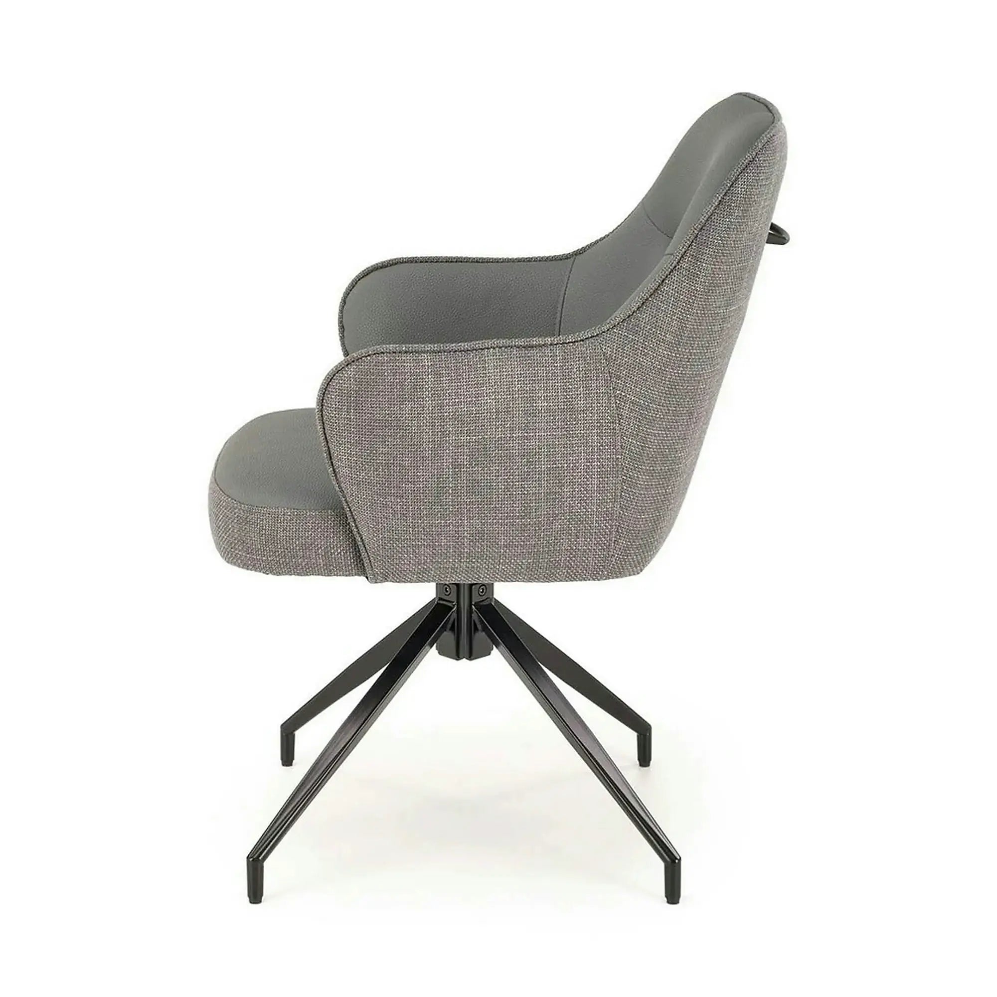 Scaun rotativ K527, gri/negru, stofa clasica/piele ecologica/metal, 60x65x85 cm