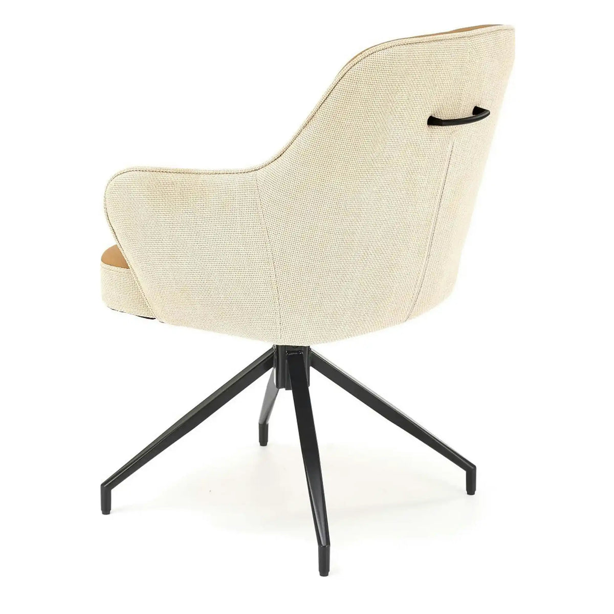 Scaun rotativ K527, maro/bej/negru, stofa clasica/piele ecologica/metal, 60x65x85 cm
