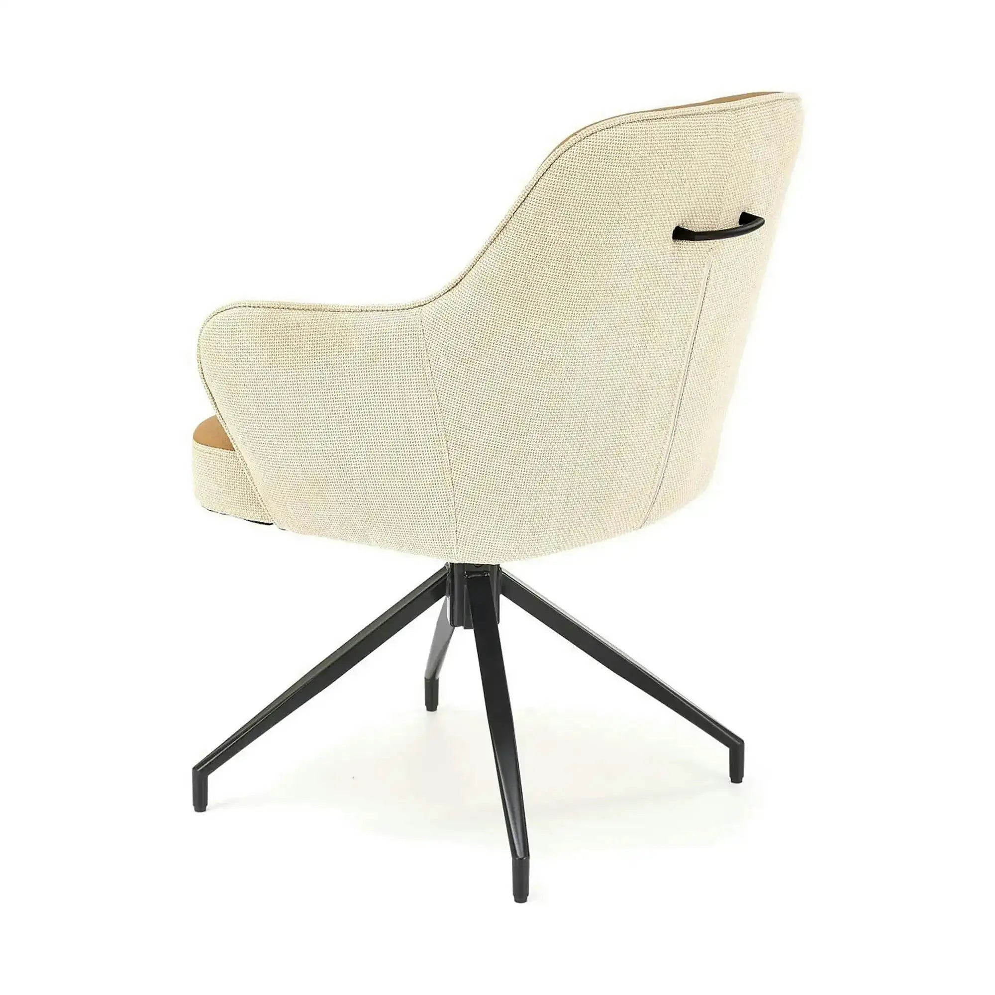 Scaun rotativ K527, maro/bej/negru, stofa clasica/piele ecologica/metal, 60x65x85 cm