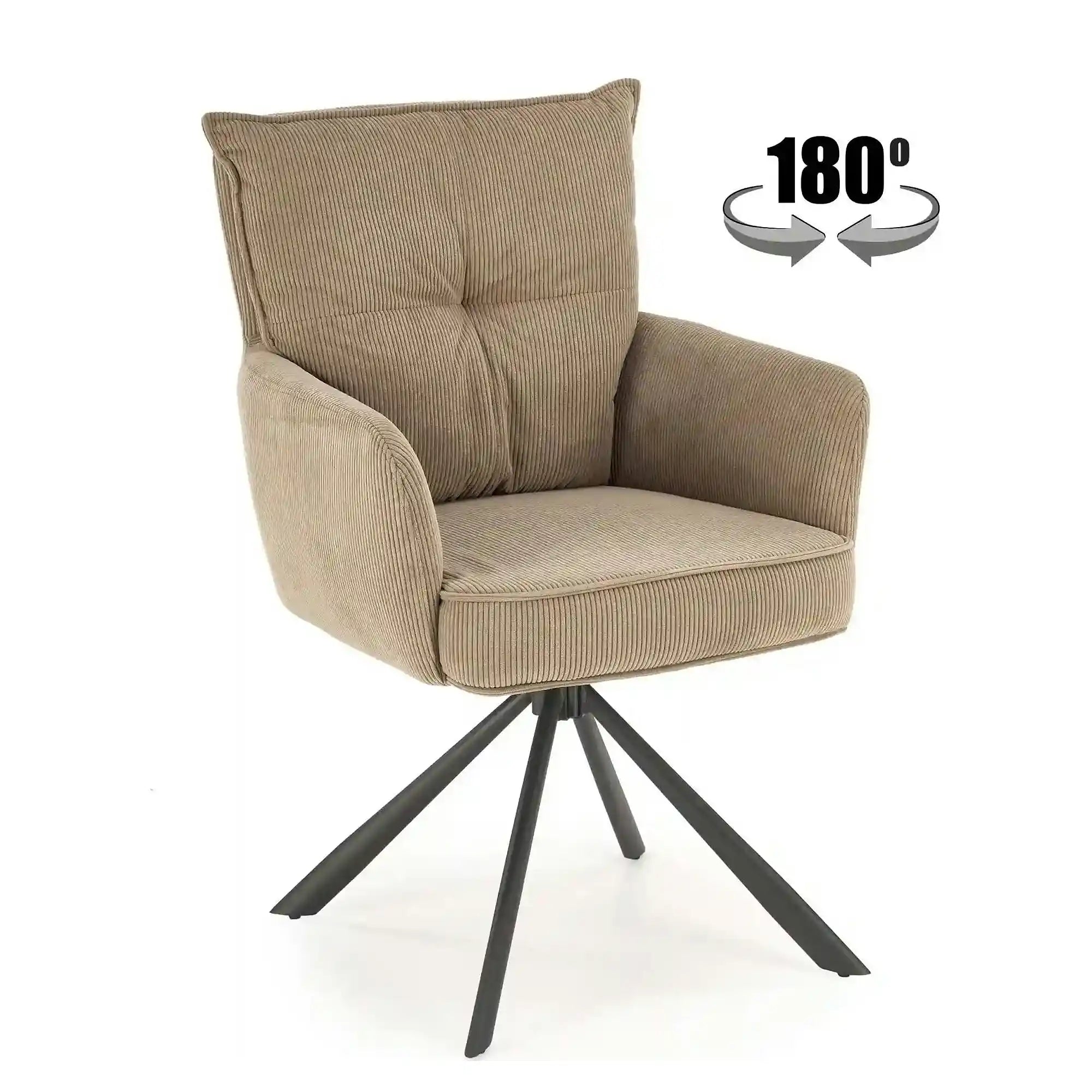Scaun rotativ K528, cappucino/negru, stofa catifelata/metal, 60x67x90 cm