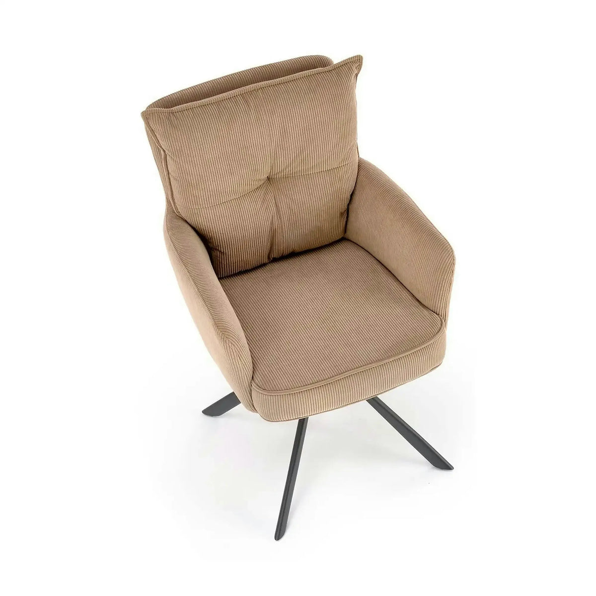Scaun rotativ K528, cappucino/negru, stofa catifelata/metal, 60x67x90 cm