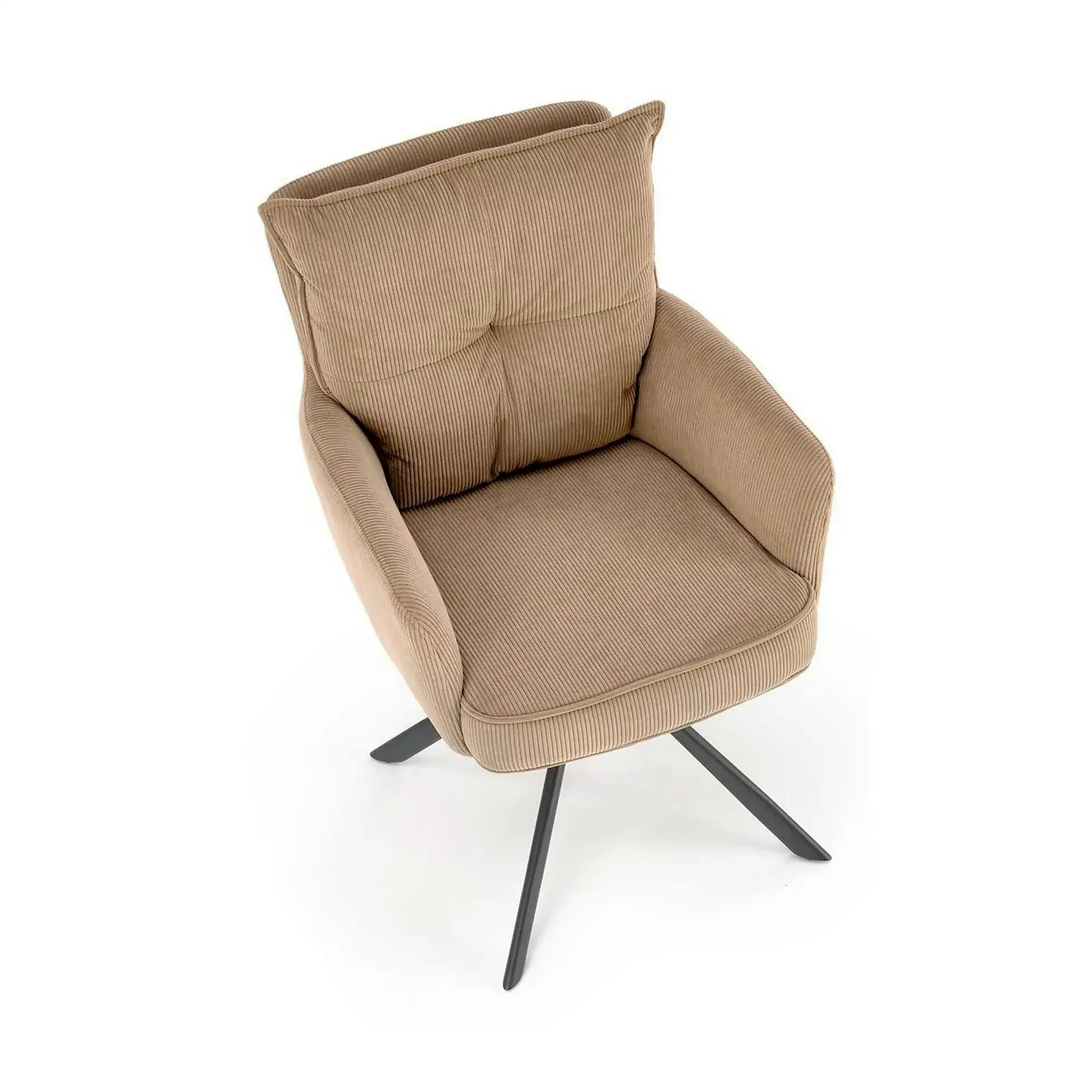 Scaun rotativ K528, cappucino/negru, stofa catifelata/metal, 60x67x90 cm