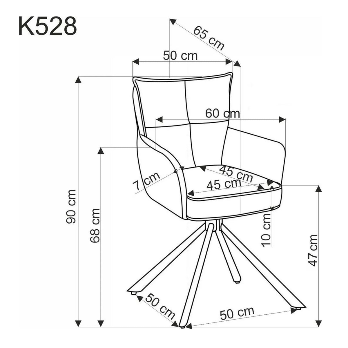 Scaun rotativ K528, cappucino/negru, stofa catifelata/metal, 60x67x90 cm