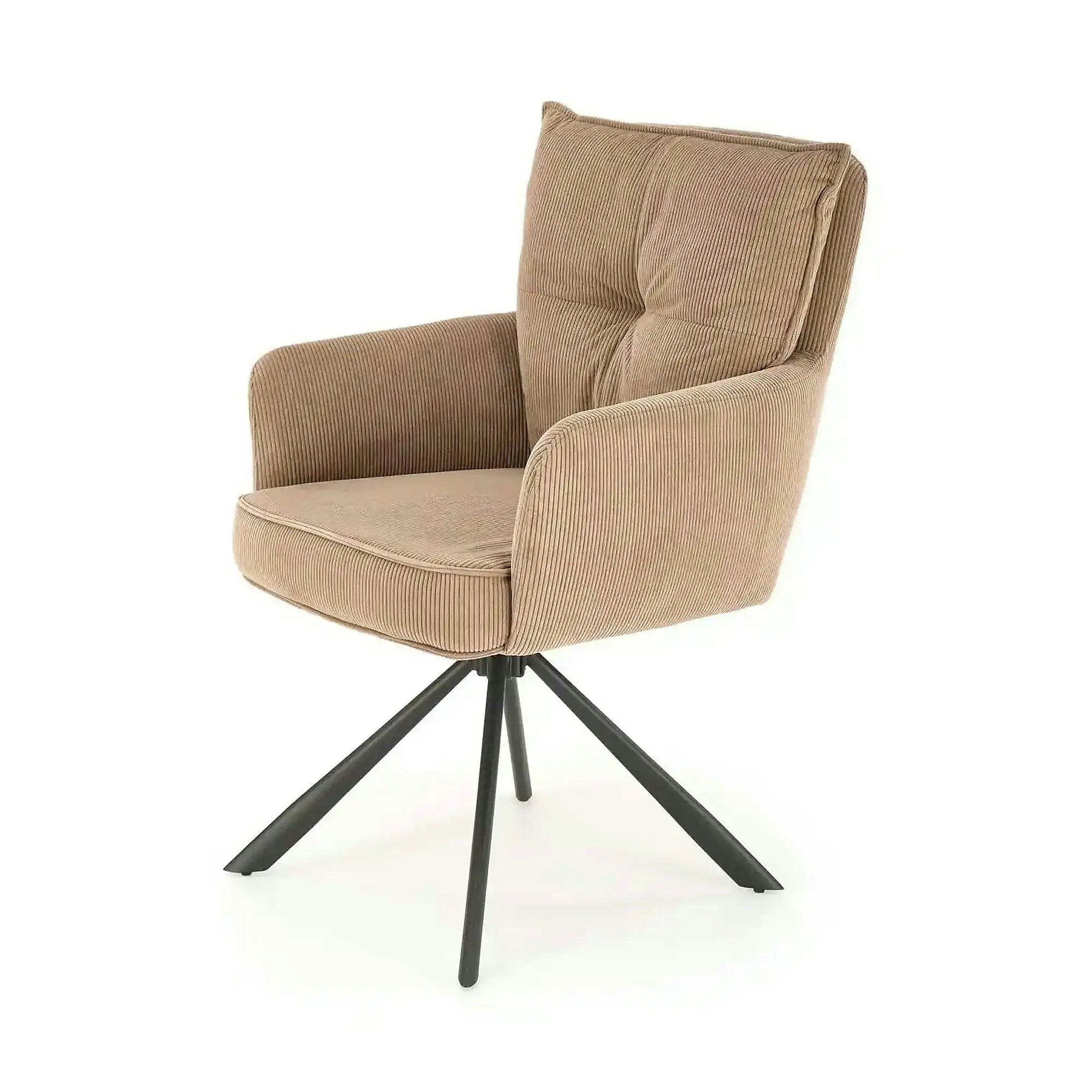 Scaun rotativ K528, cappucino/negru, stofa catifelata/metal, 60x67x90 cm