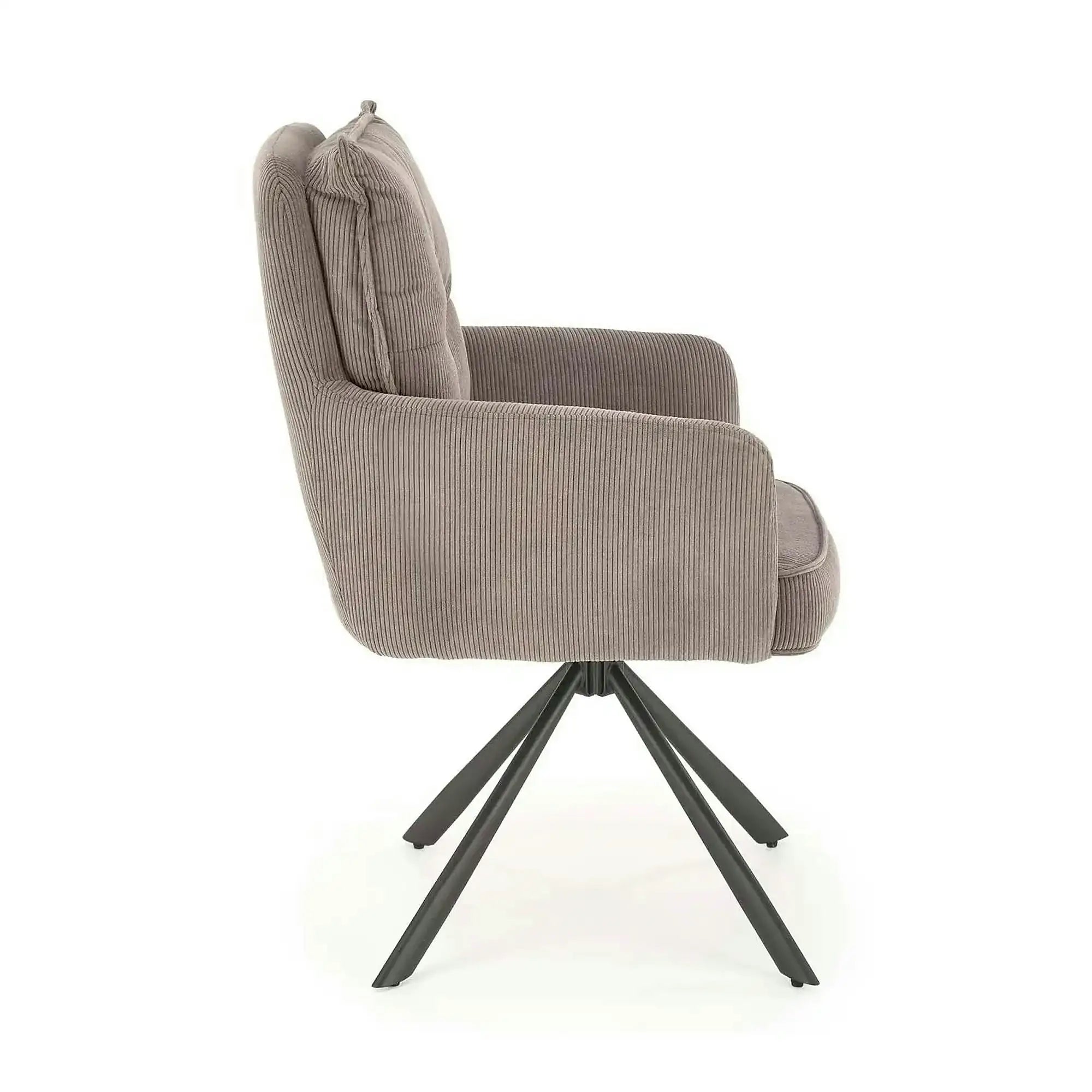 Scaun rotativ K528, gri/negru, stofa catifelata/metal, 60x67x90 cm