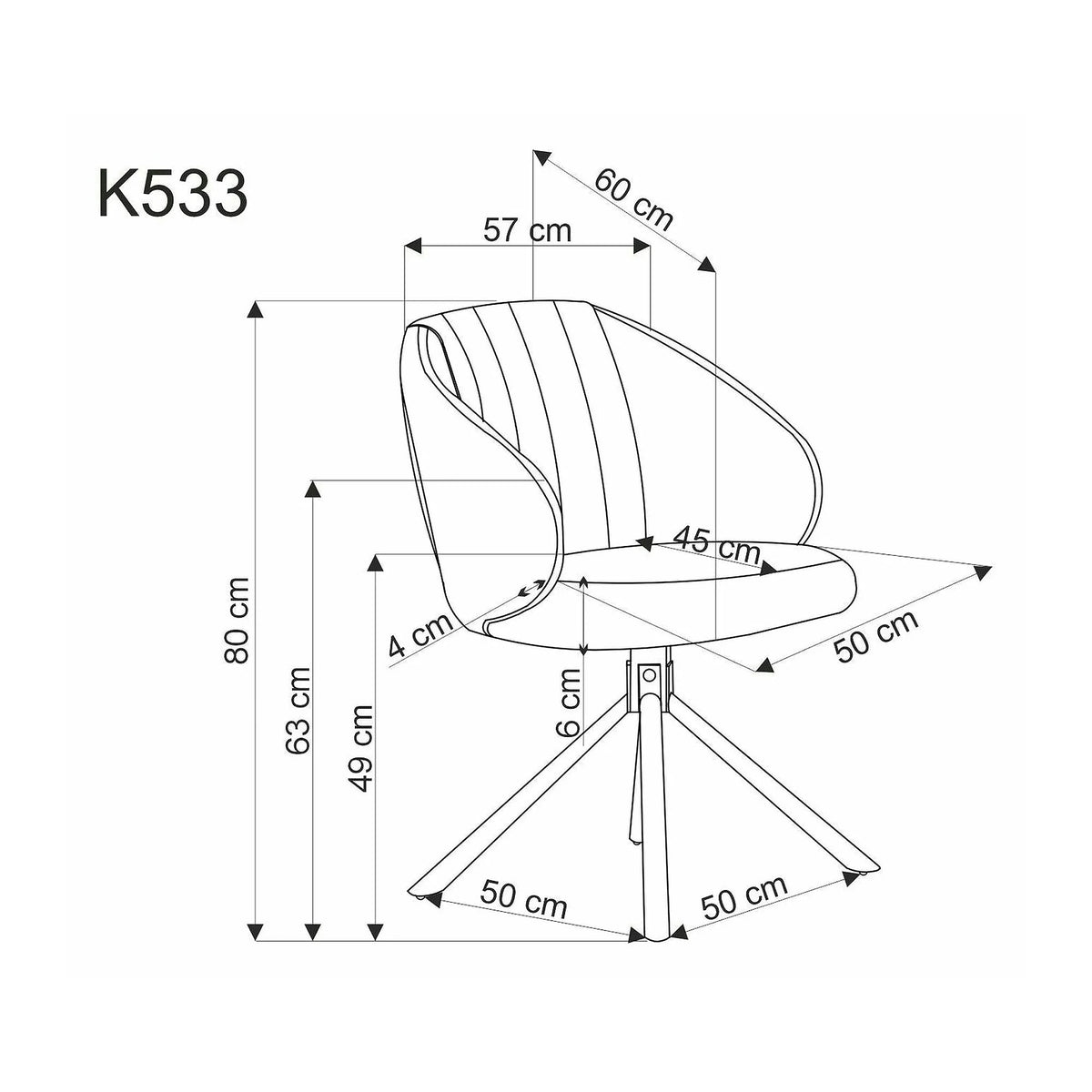 Scaun rotativ K533, cappuccino/negru, stofa clasica/metal, 57x60x80 cm