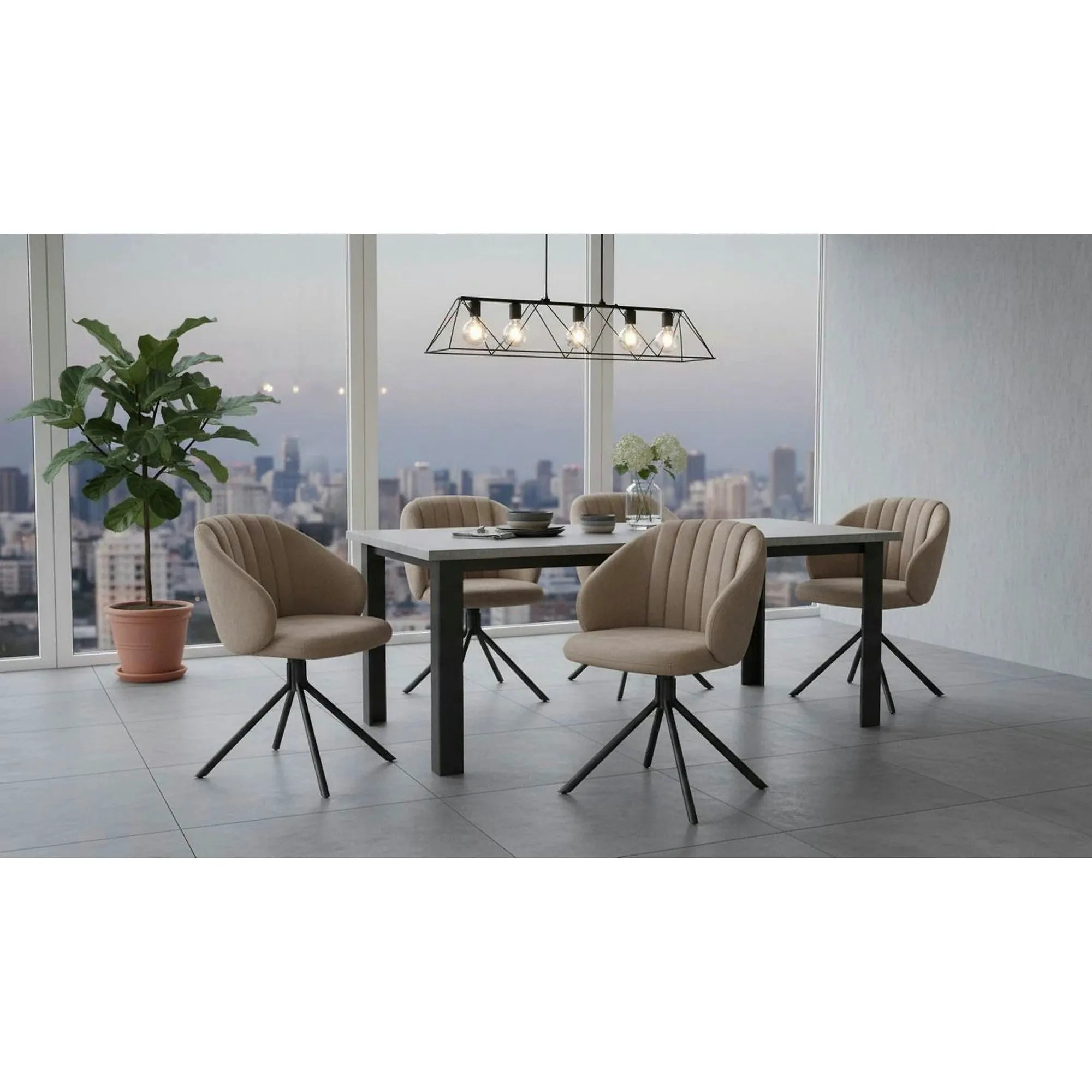 Scaun rotativ K533, cappuccino/negru, stofa clasica/metal, 57x60x80 cm