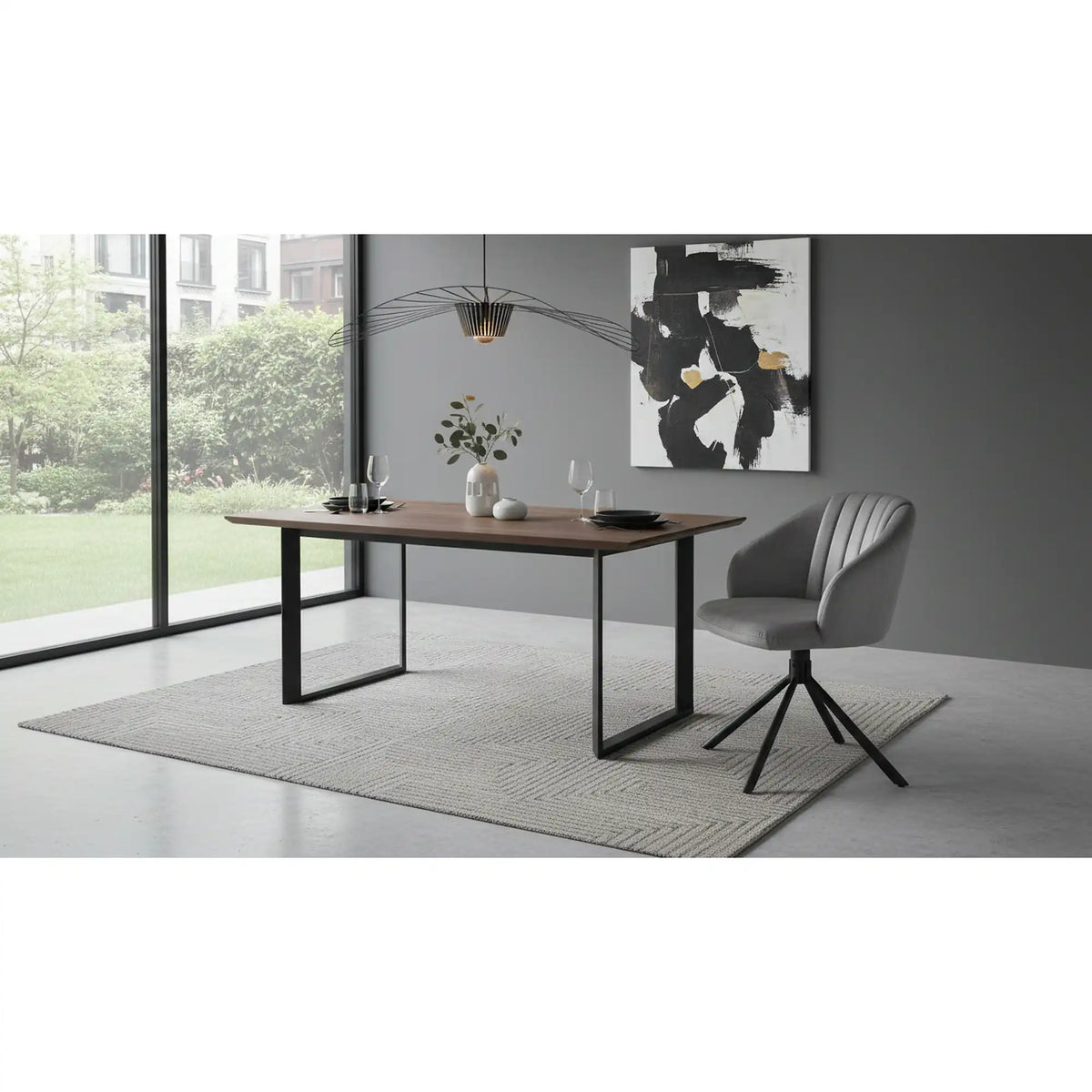 Scaun rotativ K533, gri/negru, stofa clasica/metal, 57x60x80 cm