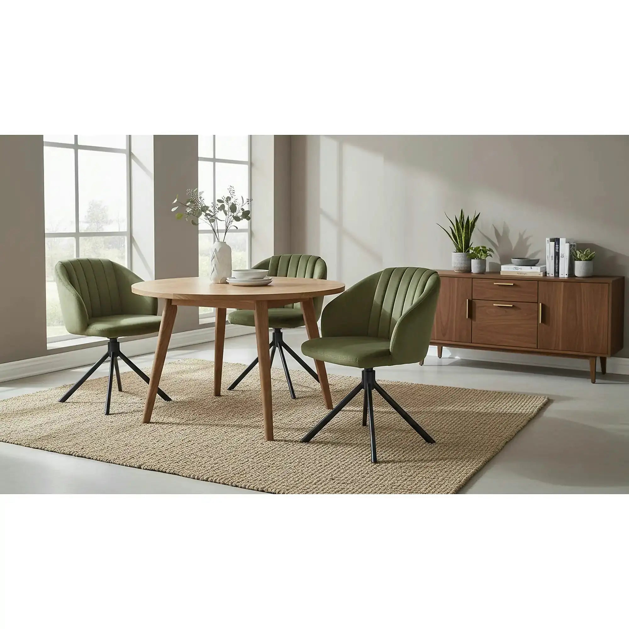 Scaun rotativ K533, verde/negru, stofa clasica/metal, 57x60x80 cm