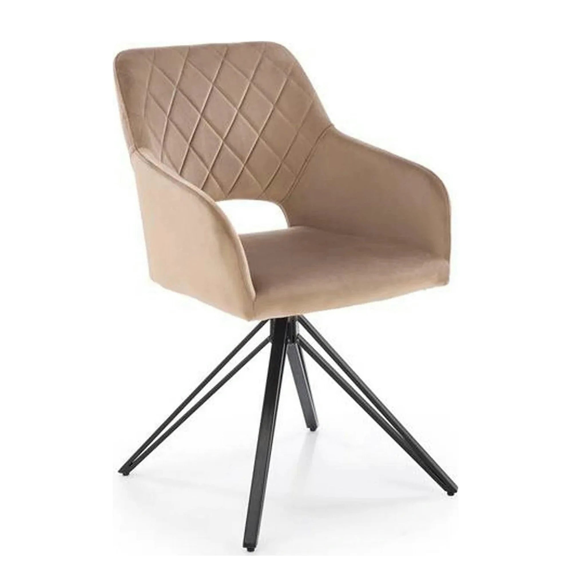 Scaun rotativ K535, bej/negru, stofa catifelata/metal, 57x60x86 cm