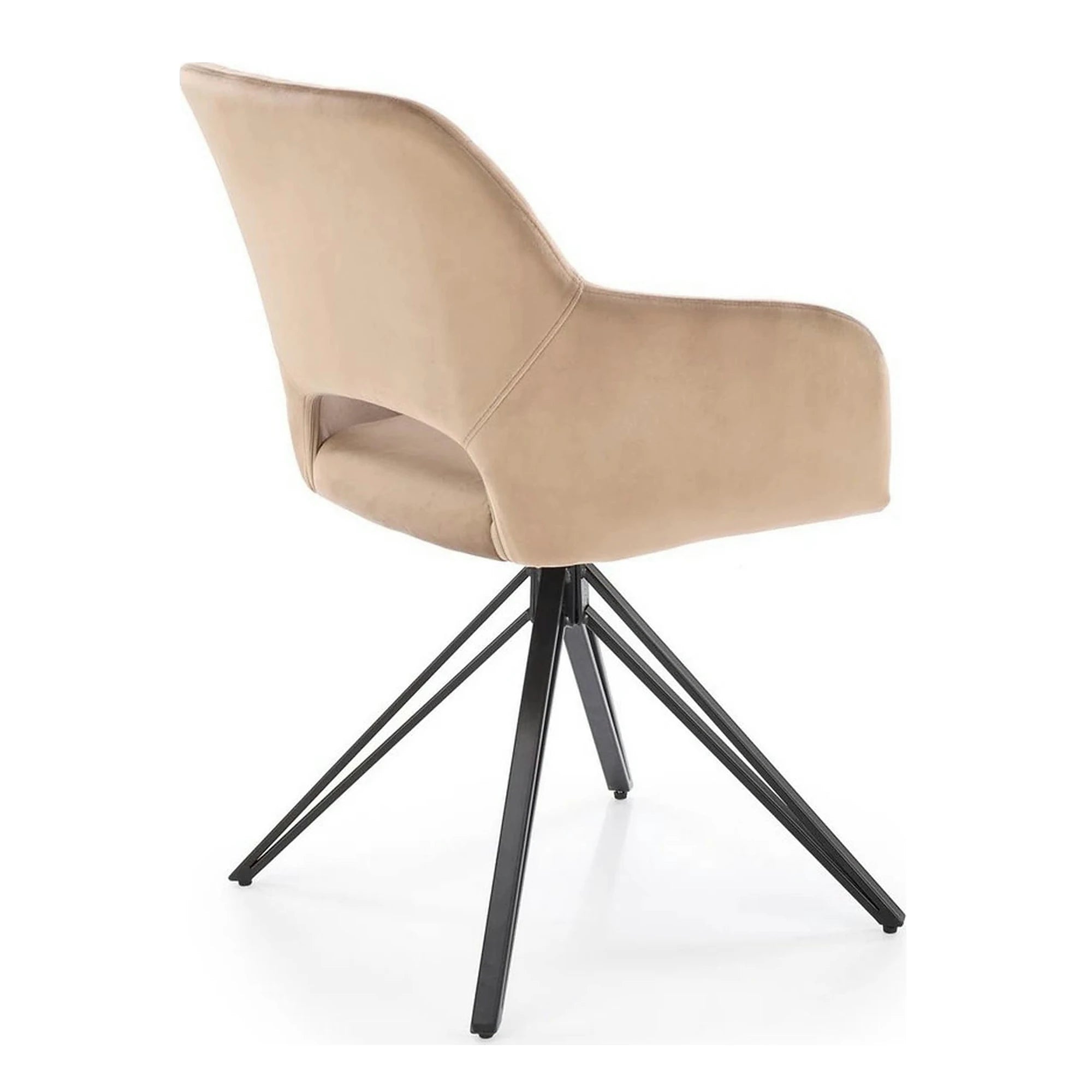 Scaun rotativ K535, bej/negru, stofa catifelata/metal, 57x60x86 cm