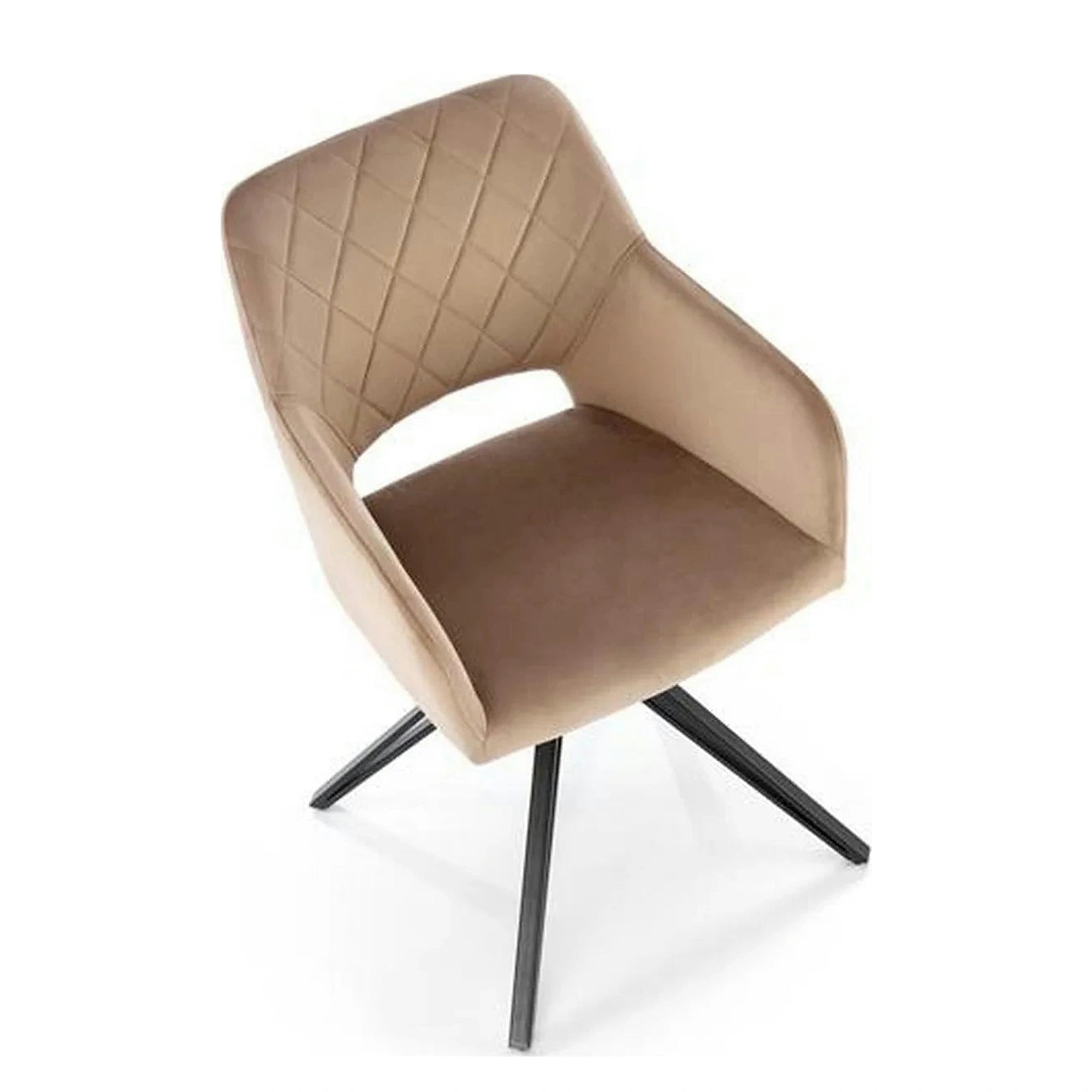 Scaun rotativ K535, bej/negru, stofa catifelata/metal, 57x60x86 cm