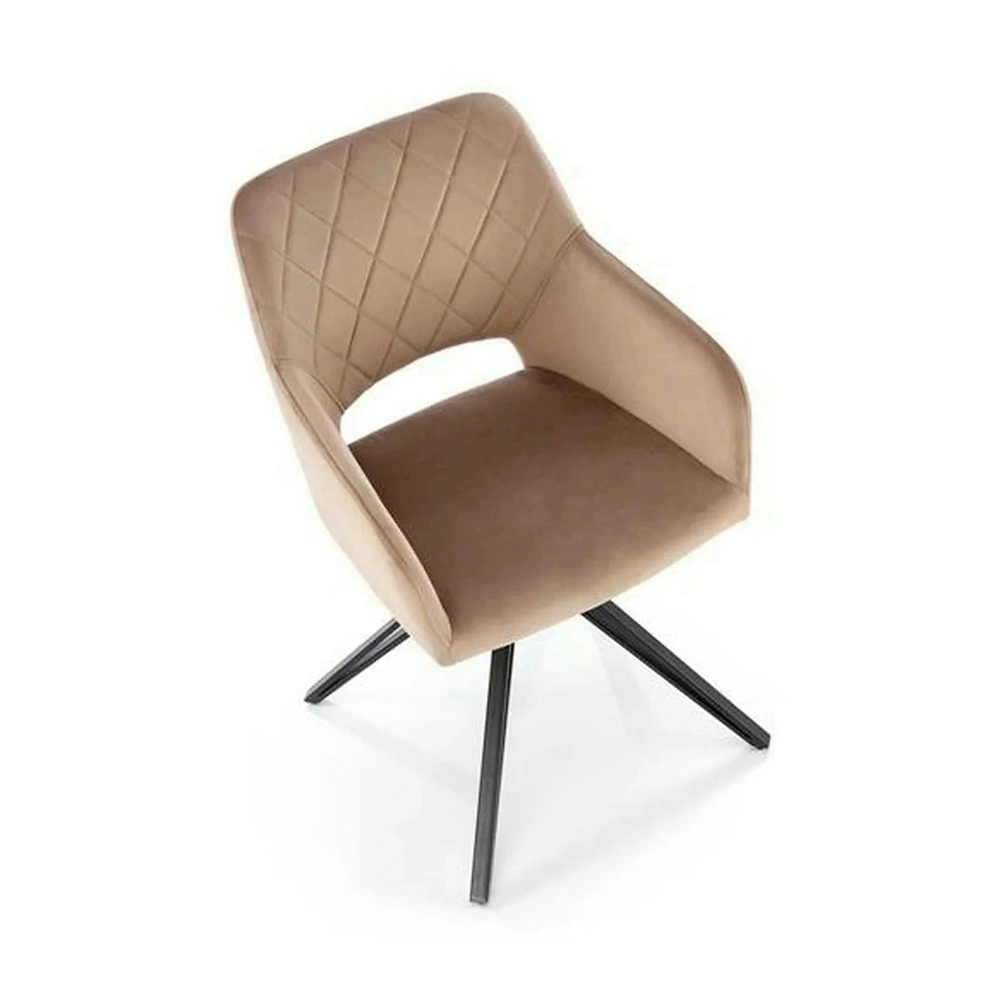 Scaun rotativ K535, bej/negru, stofa catifelata/metal, 57x60x86 cm