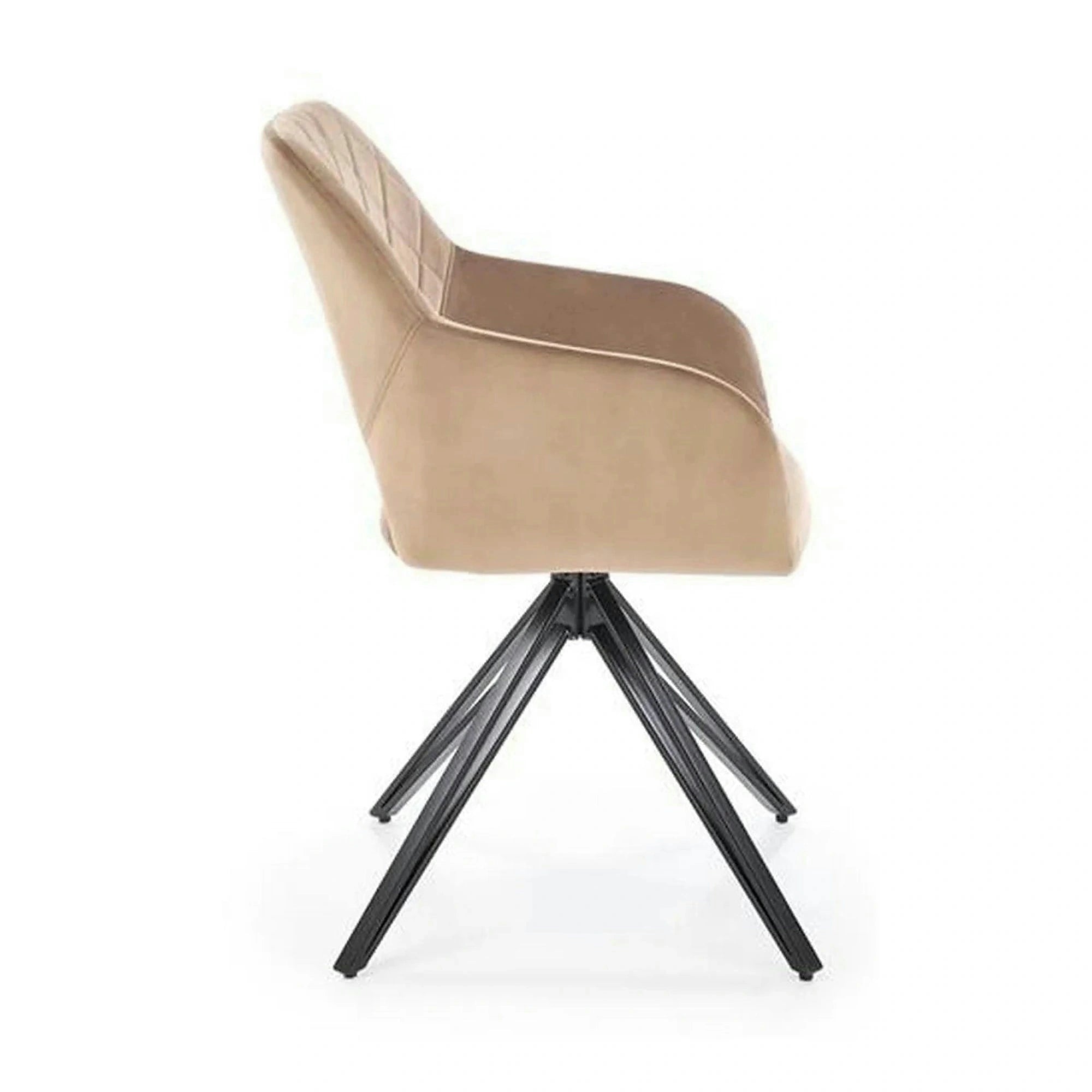 Scaun rotativ K535, bej/negru, stofa catifelata/metal, 57x60x86 cm