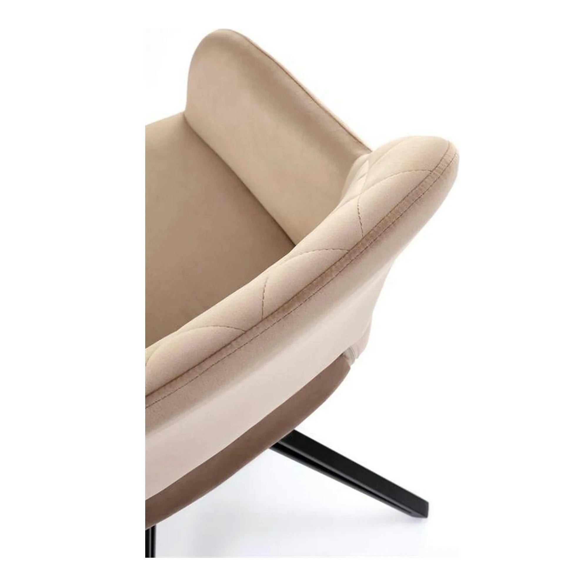 Scaun rotativ K535, bej/negru, stofa catifelata/metal, 57x60x86 cm