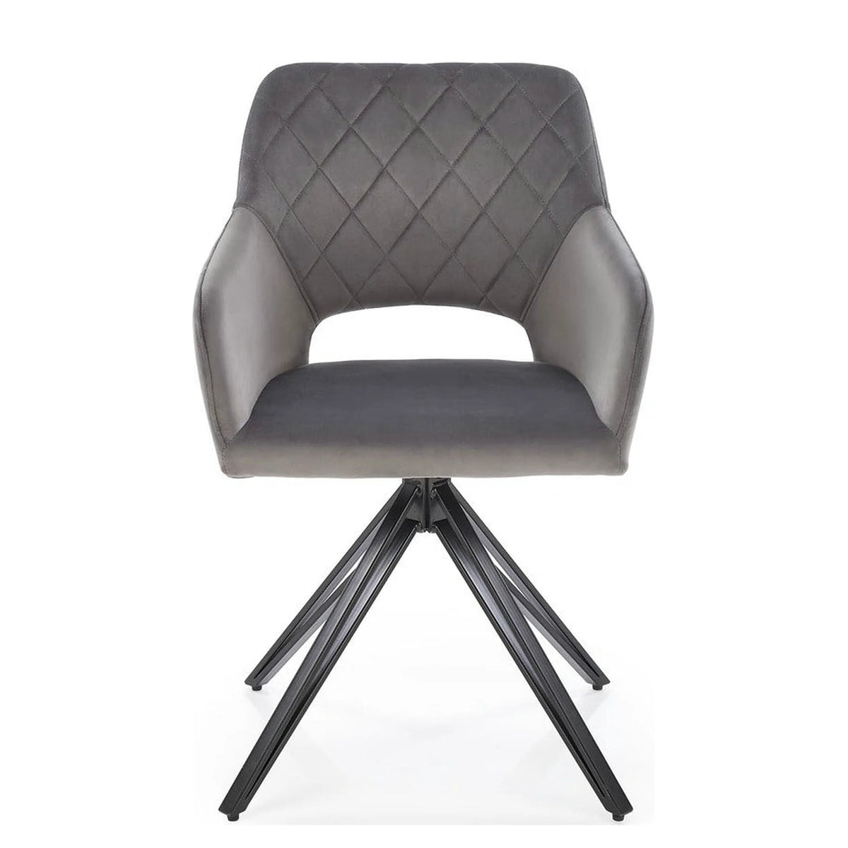 Scaun rotativ K535, gri/negru, stofa catifelata/metal, 57x60x86 cm