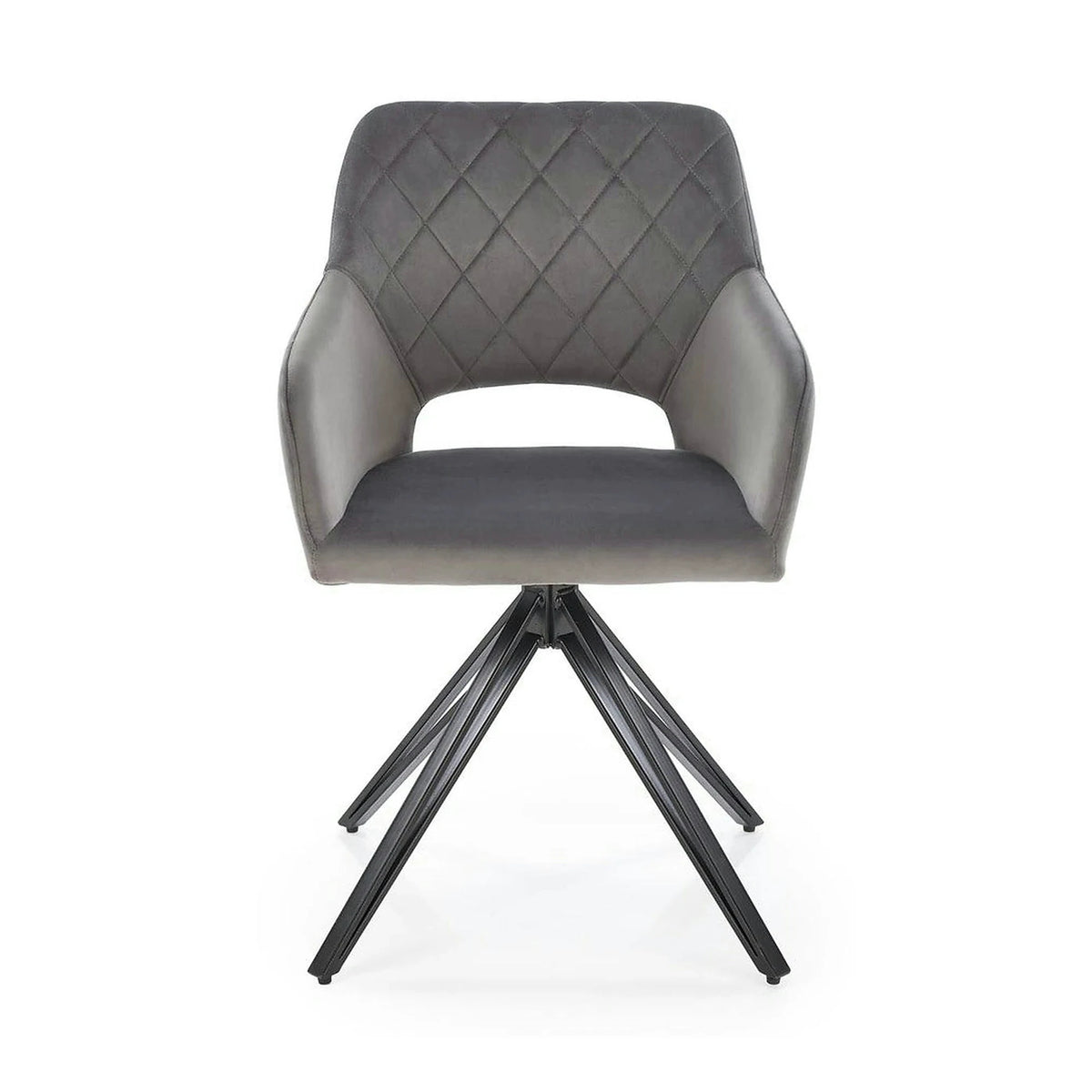 Scaun rotativ K535, gri/negru, stofa catifelata/metal, 57x60x86 cm