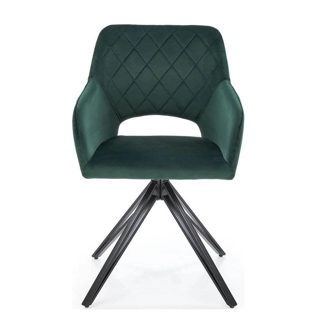 Scaun rotativ K535, verde inchis/negru, stofa catifelata/metal, 57x60x86 cm