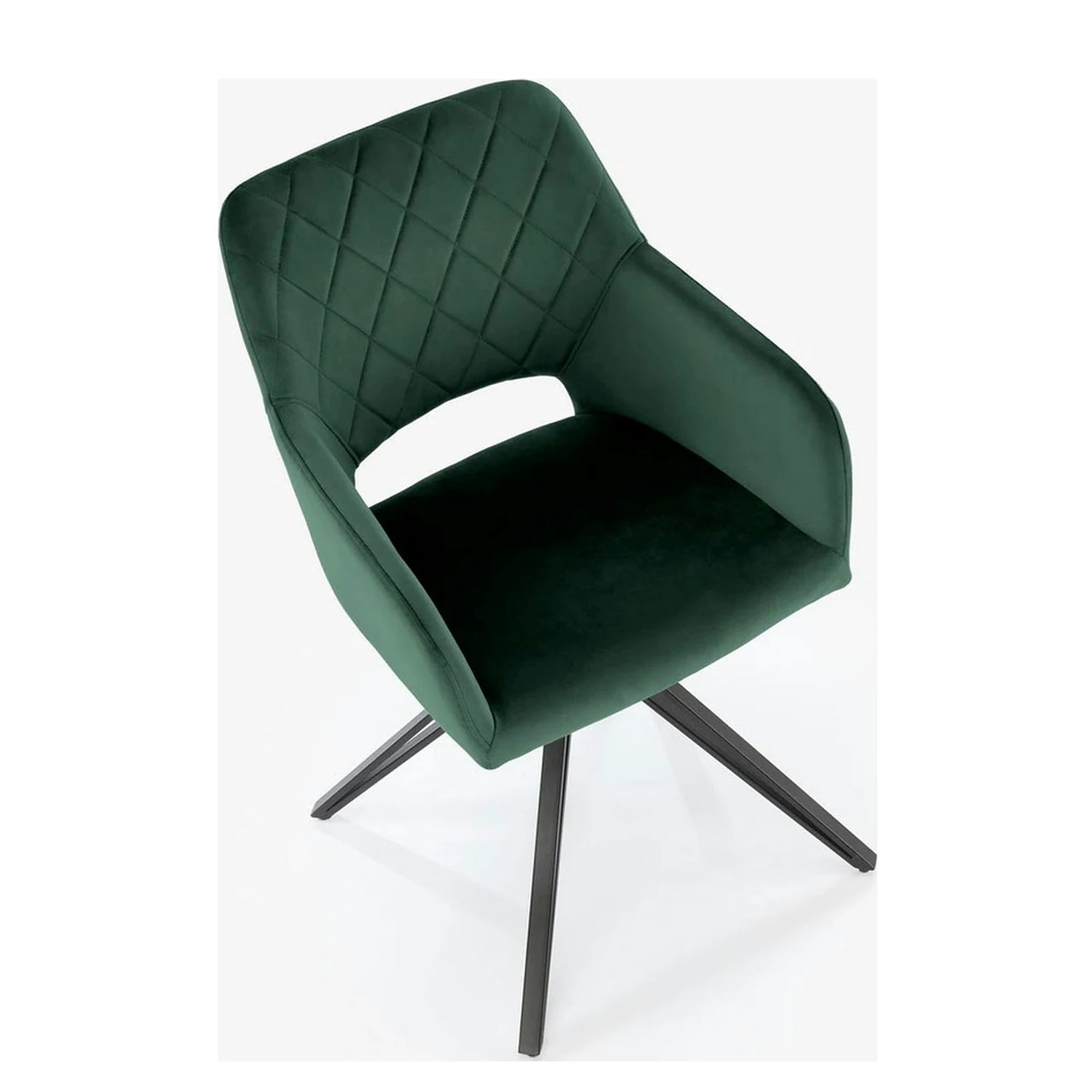 Scaun rotativ K535, verde inchis/negru, stofa catifelata/metal, 57x60x86 cm