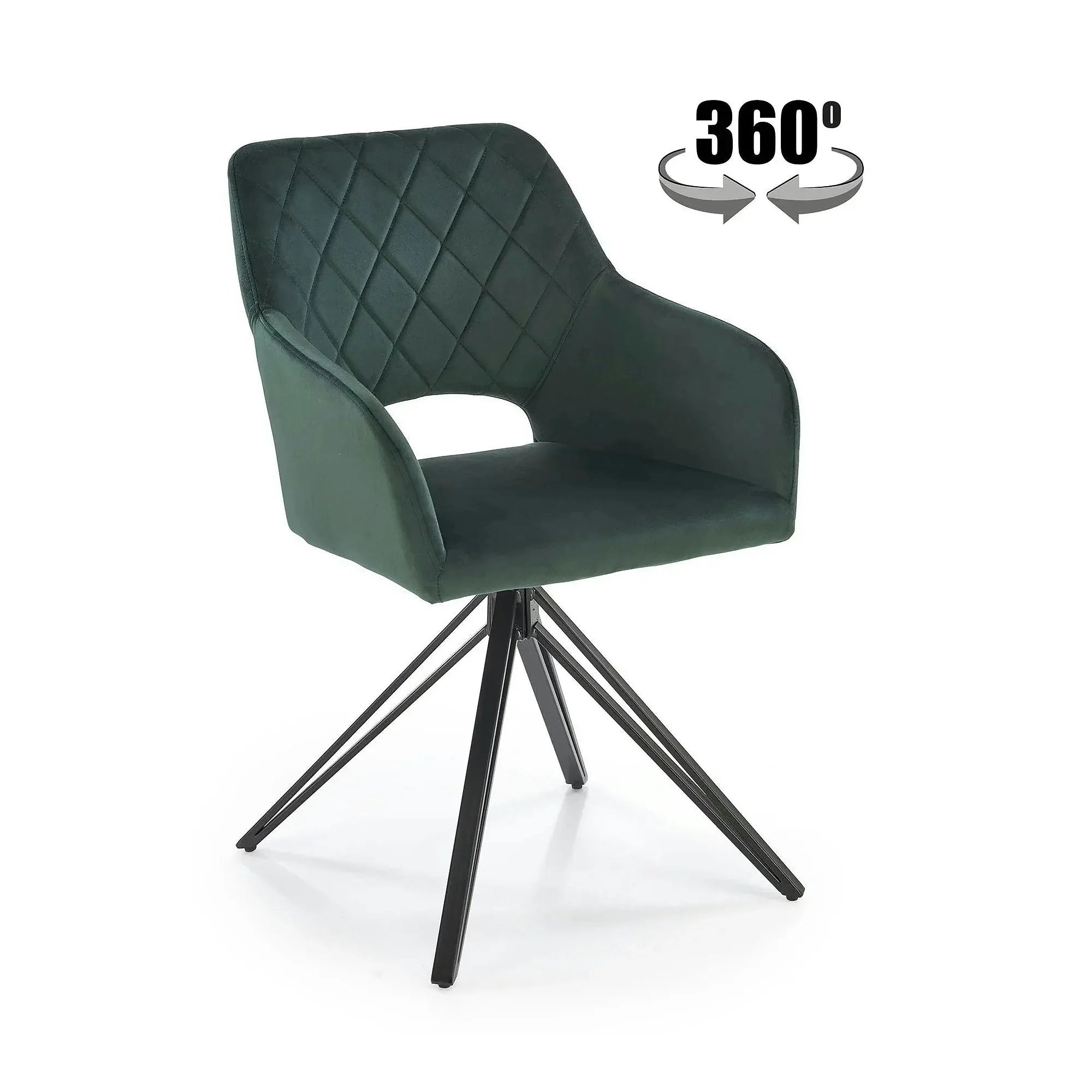 Scaun rotativ K535, verde inchis/negru, stofa catifelata/metal, 57x60x86 cm