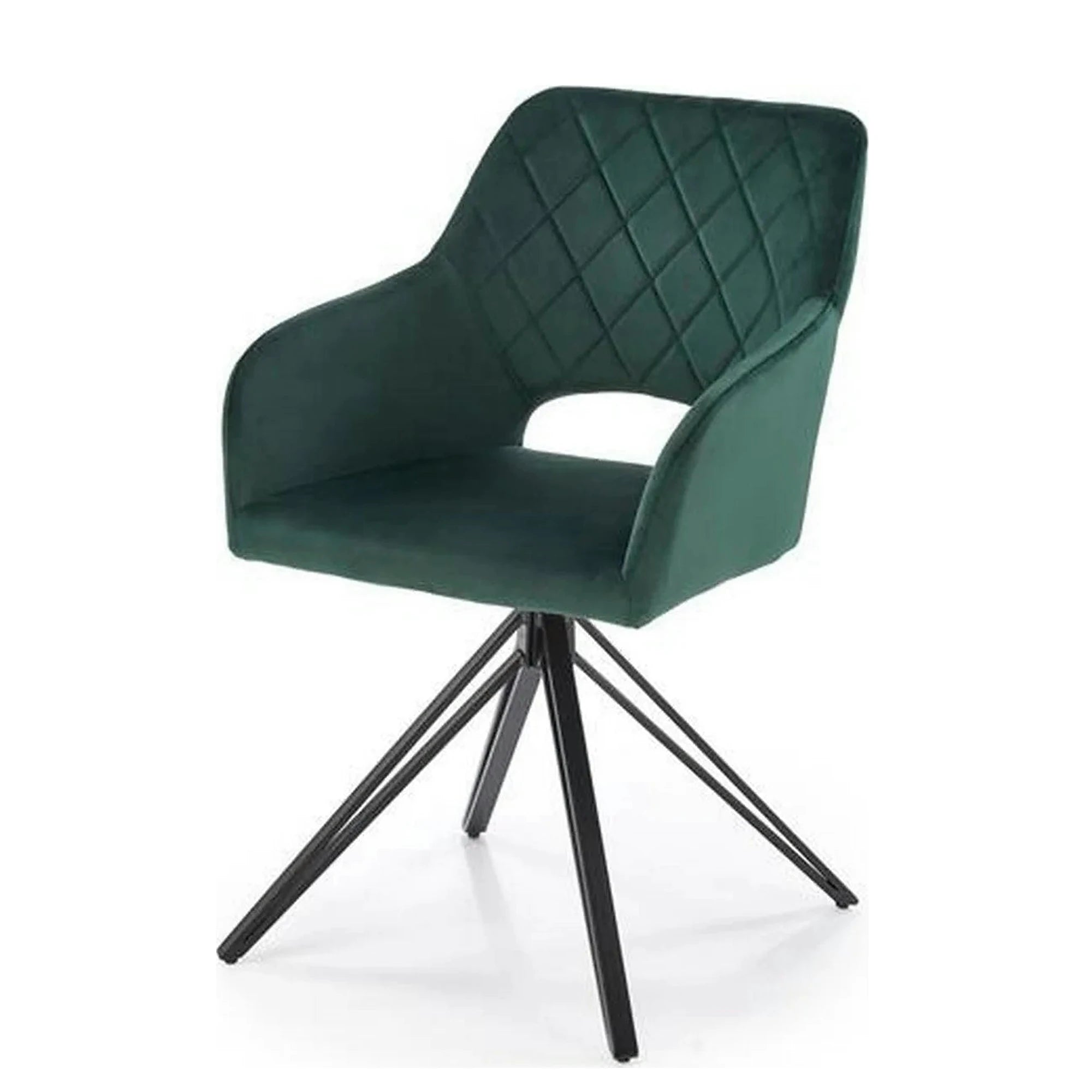 Scaun rotativ K535, verde inchis/negru, stofa catifelata/metal, 57x60x86 cm