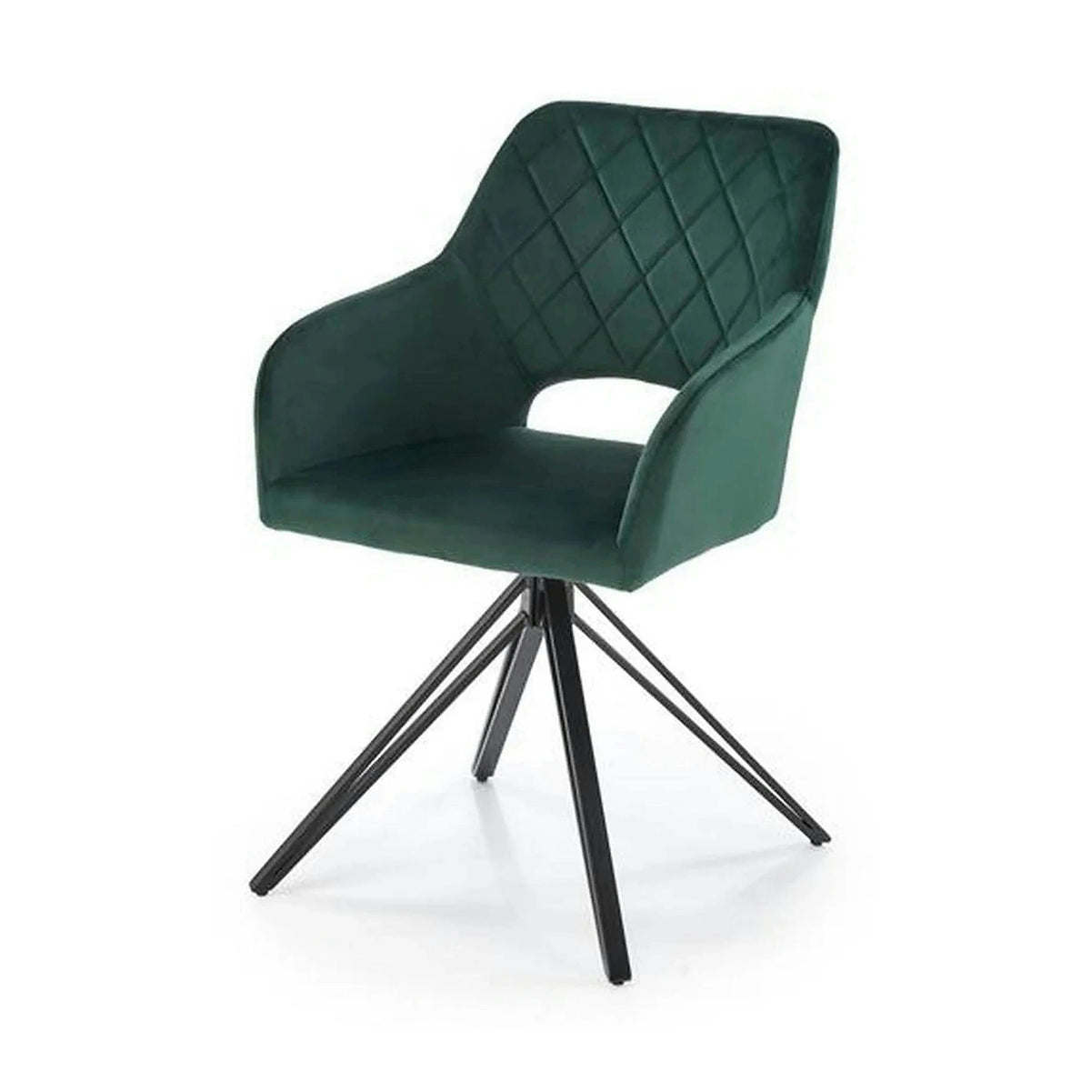 Scaun rotativ K535, verde inchis/negru, stofa catifelata/metal, 57x60x86 cm