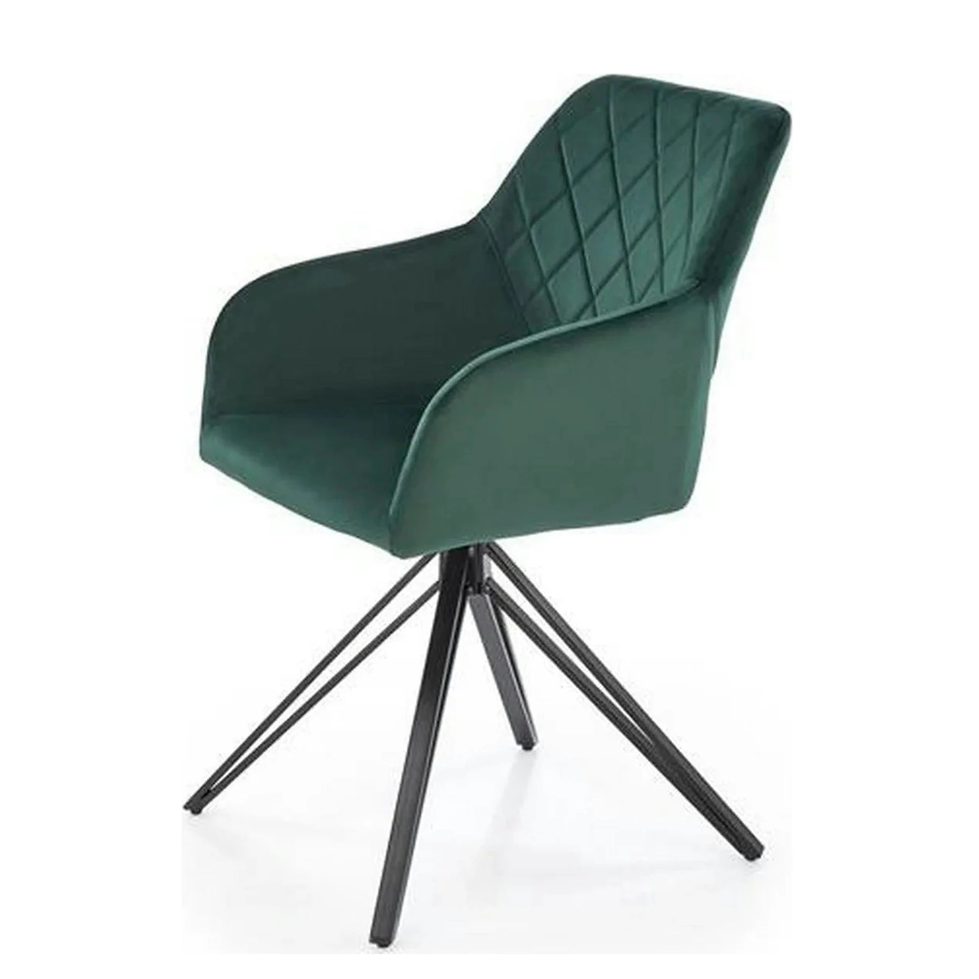 Scaun rotativ K535, verde inchis/negru, stofa catifelata/metal, 57x60x86 cm