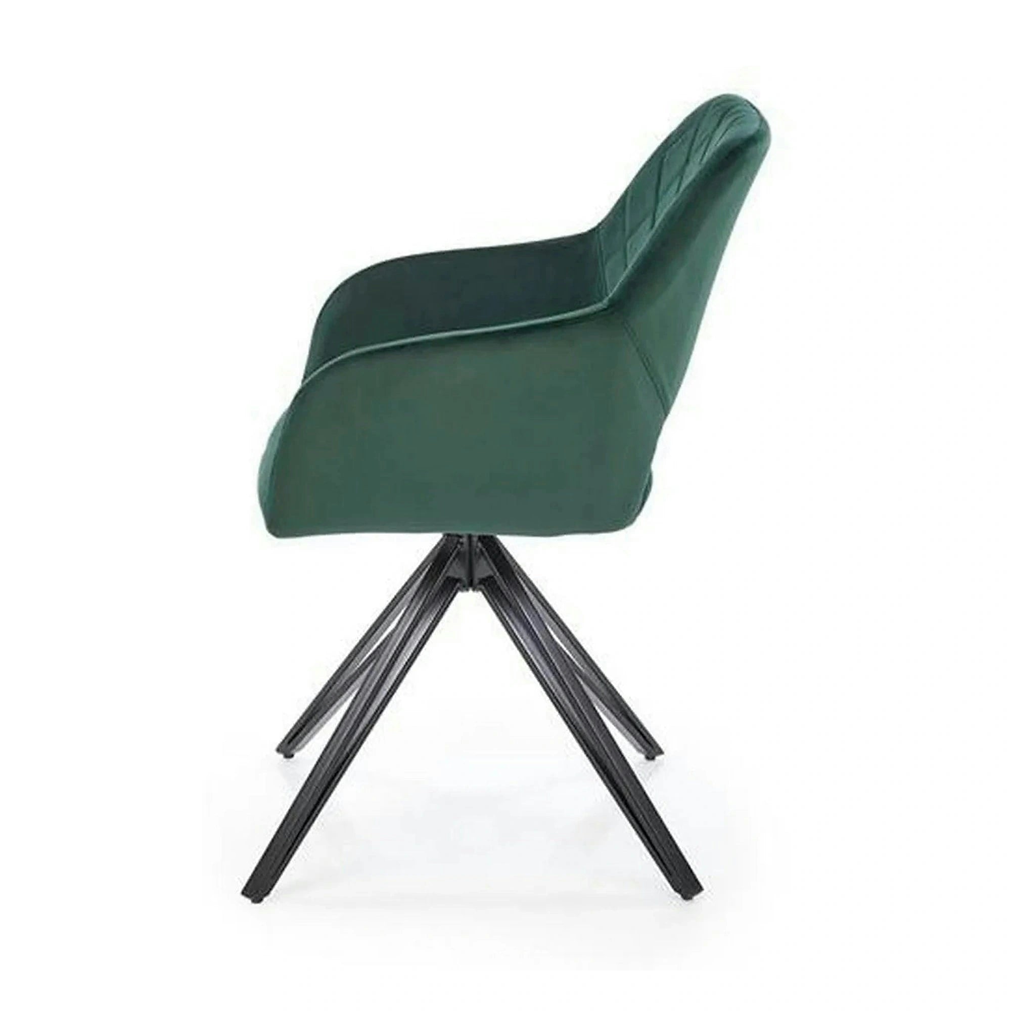 Scaun rotativ K535, verde inchis/negru, stofa catifelata/metal, 57x60x86 cm
