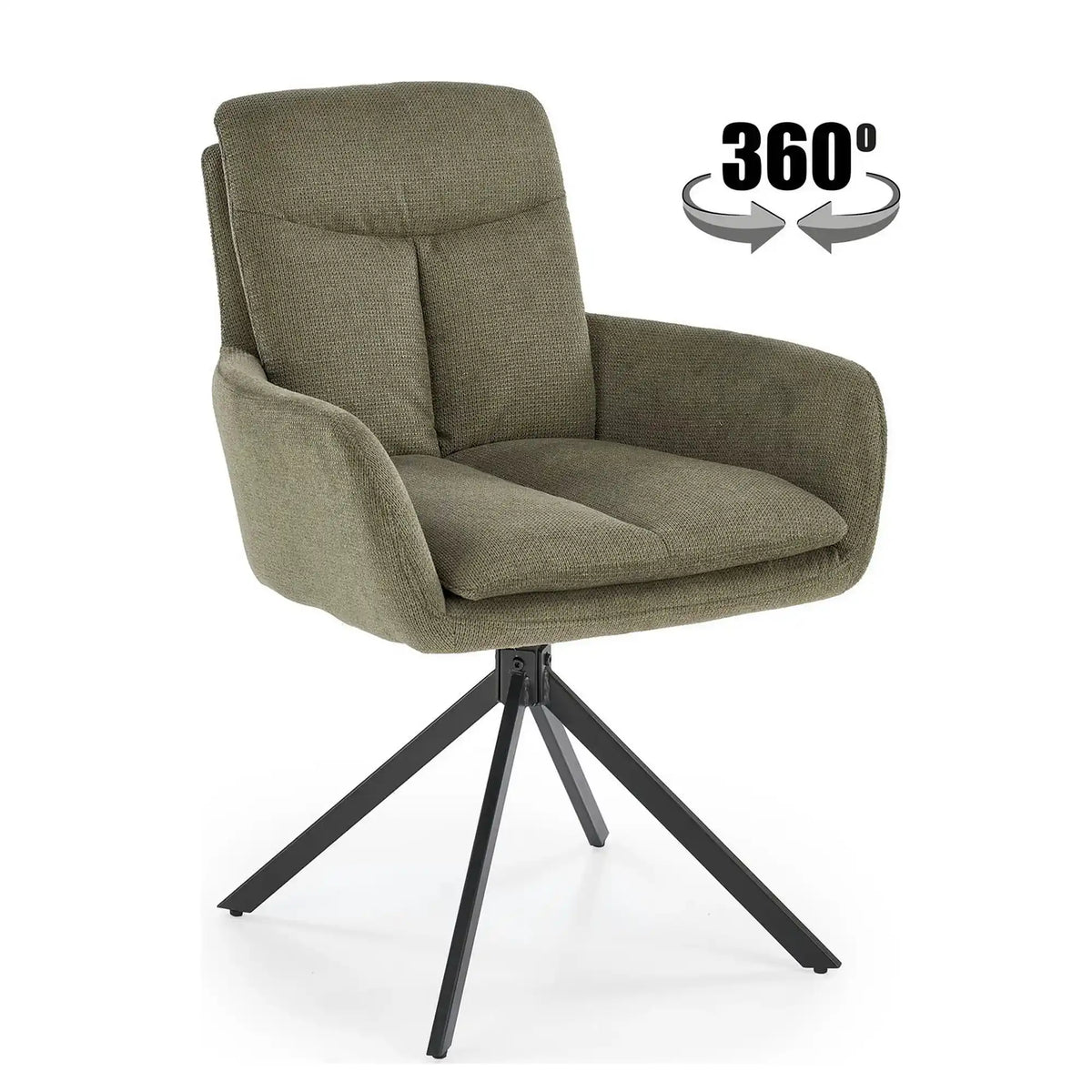 Scaun rotativ K536, verde/negru, stofa clasica/metal, 62x68x85 cm