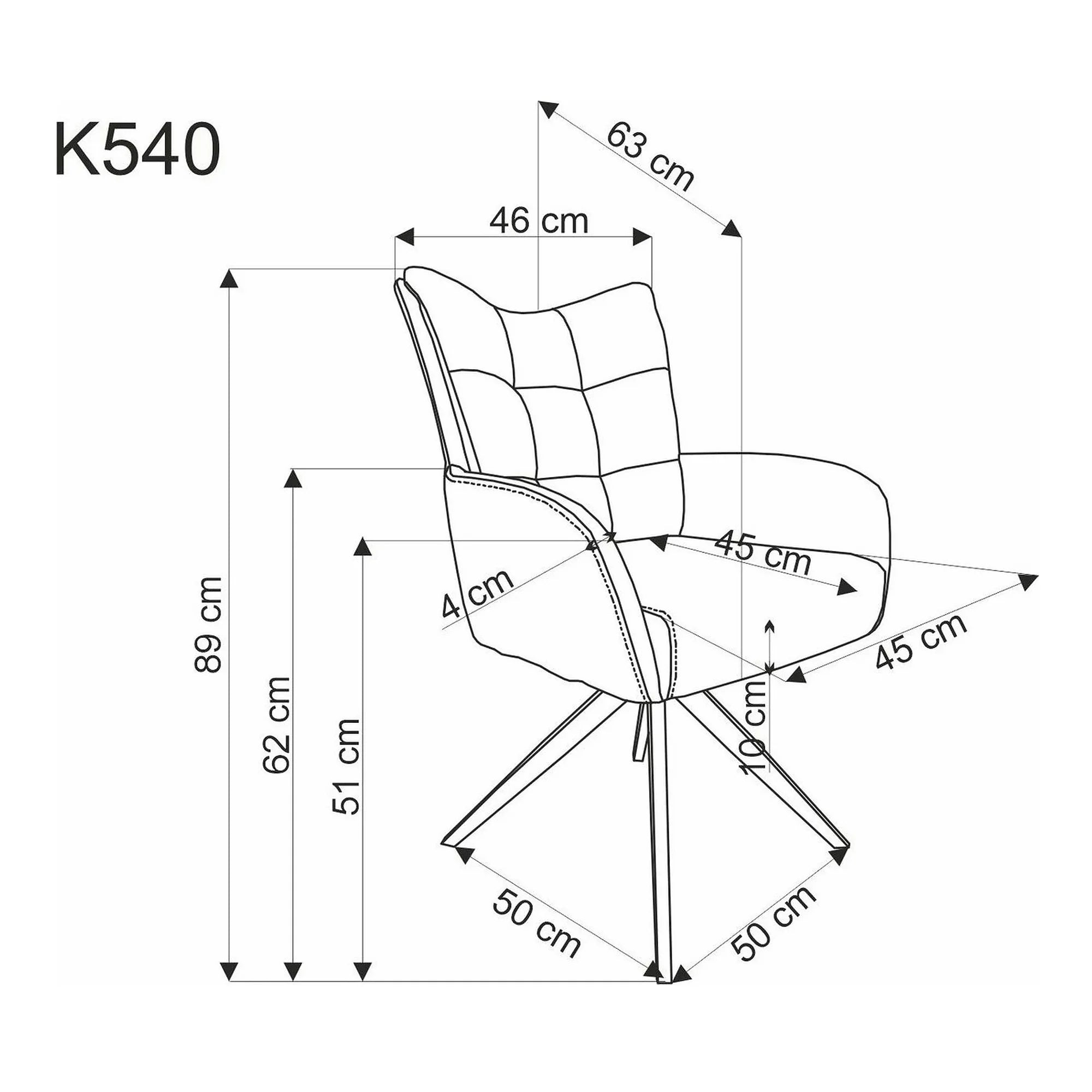 Scaun rotativ K540, bej/negru, stofa clasica/metal, 60x63x89 cm