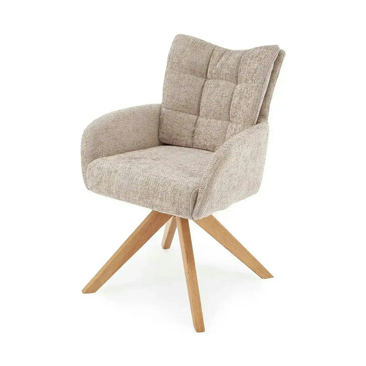 Scaun rotativ K540, bej/stejar, stofa/lemn, 60x63x89 cm