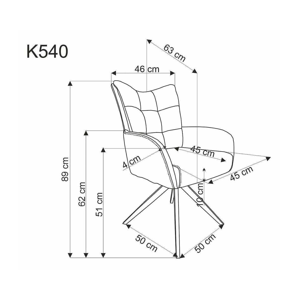 Scaun rotativ K540, bej/stejar, stofa/lemn, 60x63x89 cm