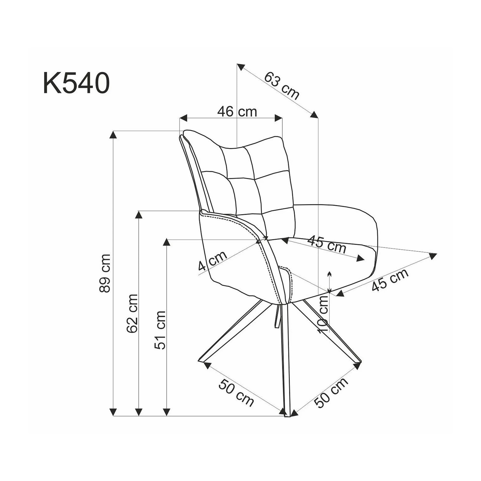 Scaun rotativ K540, scortisoara/negru, stofa/metal, 60x63x89 cm