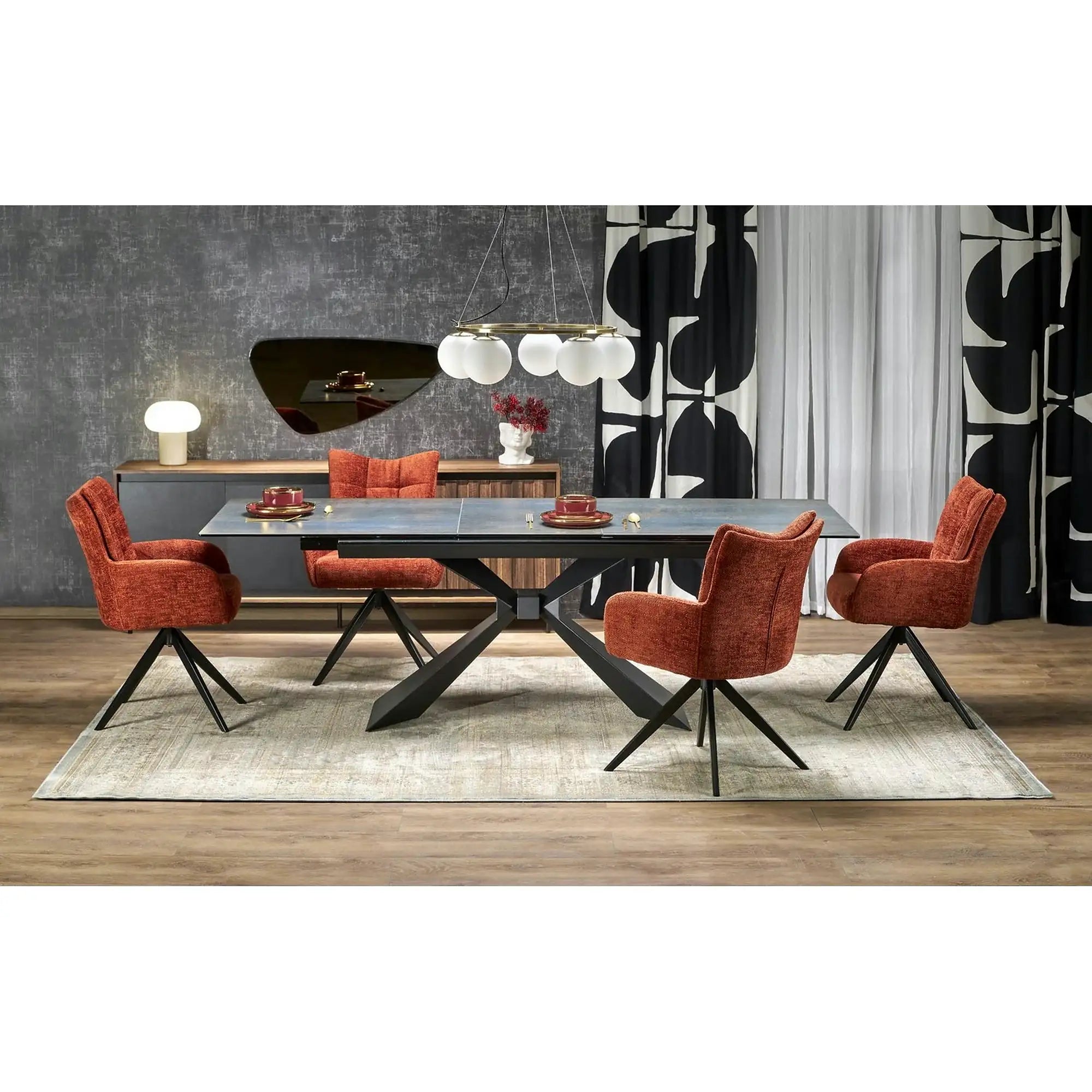Scaun rotativ K540, scortisoara/negru, stofa/metal, 60x63x89 cm