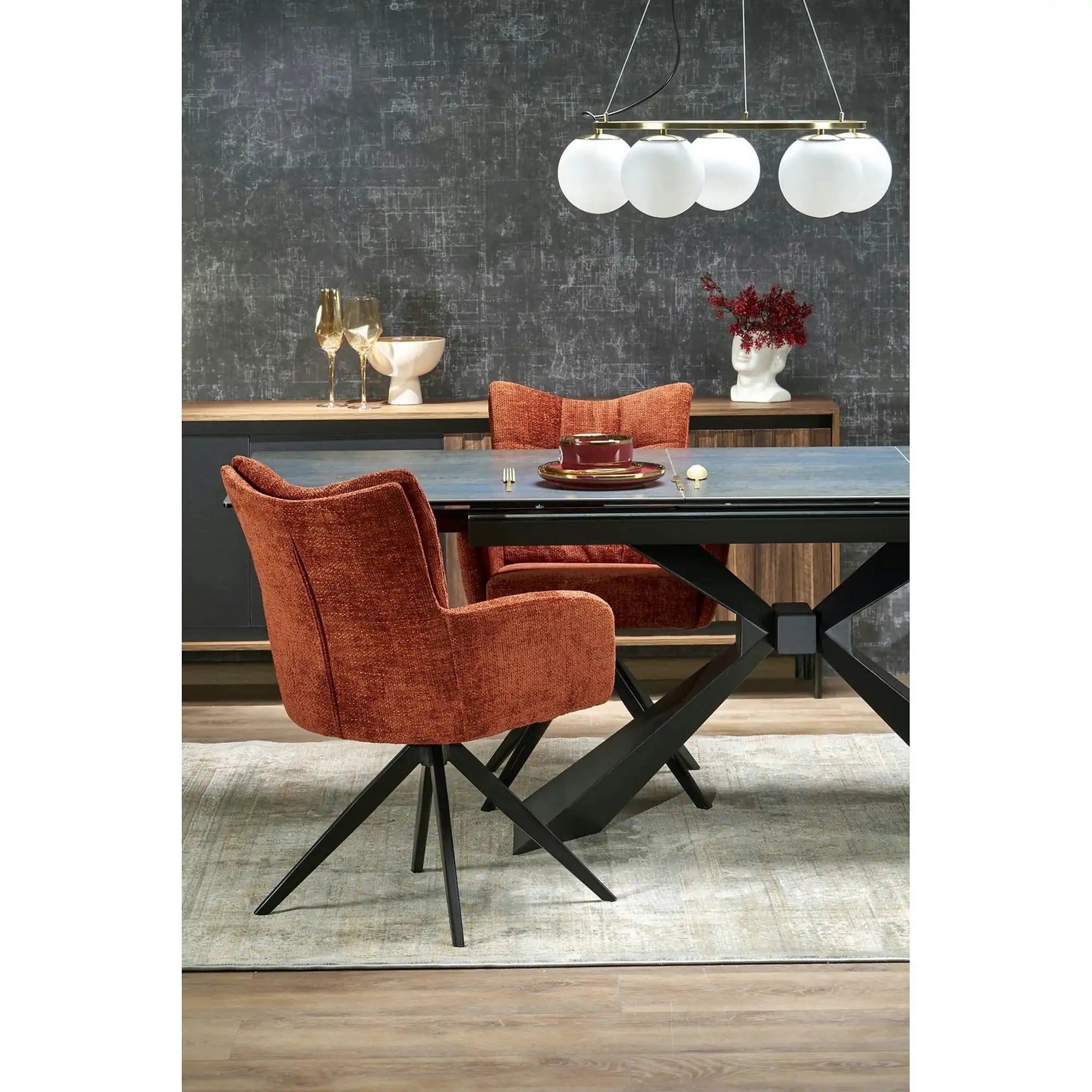 Scaun rotativ K540, scortisoara/negru, stofa/metal, 60x63x89 cm