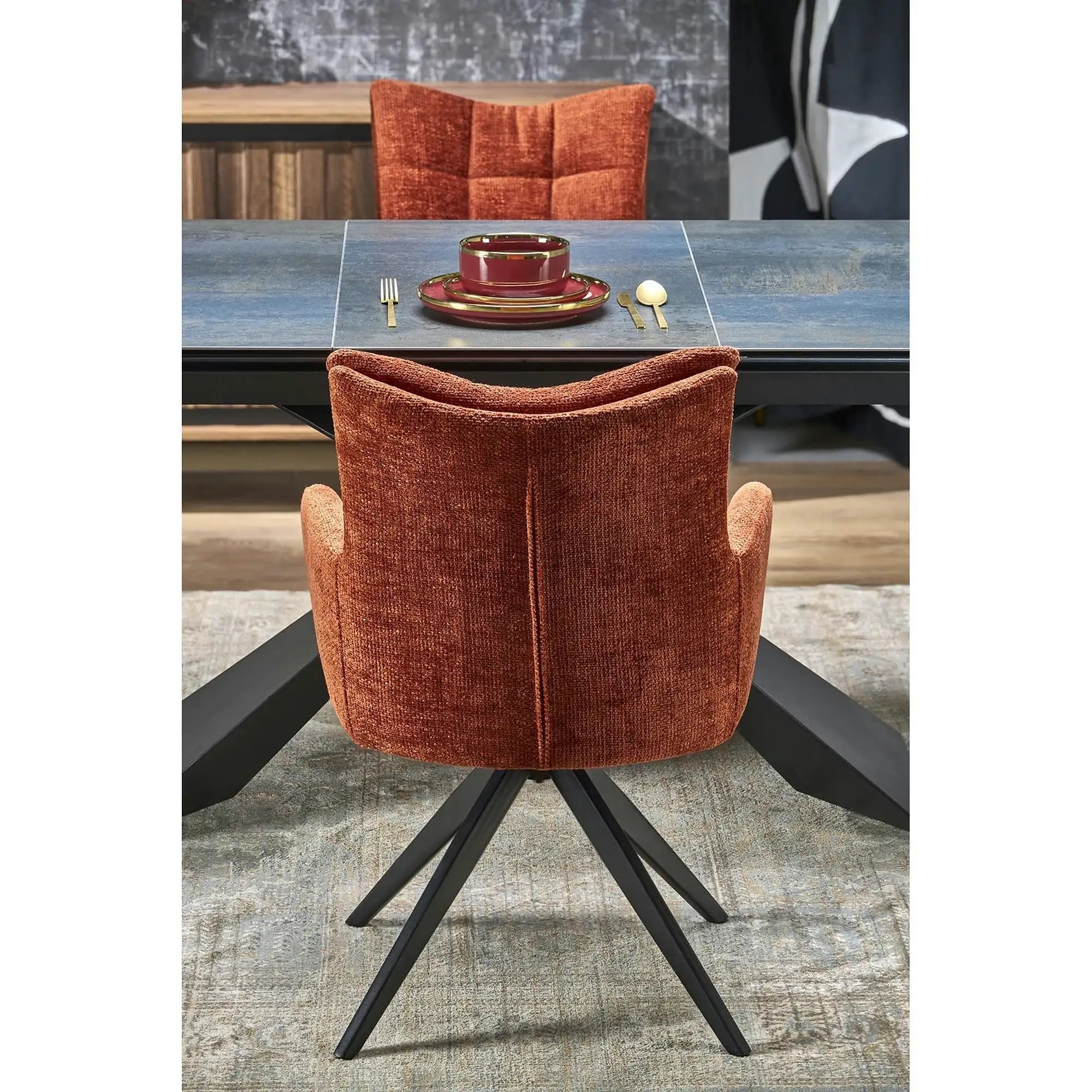 Scaun rotativ K540, scortisoara/negru, stofa/metal, 60x63x89 cm