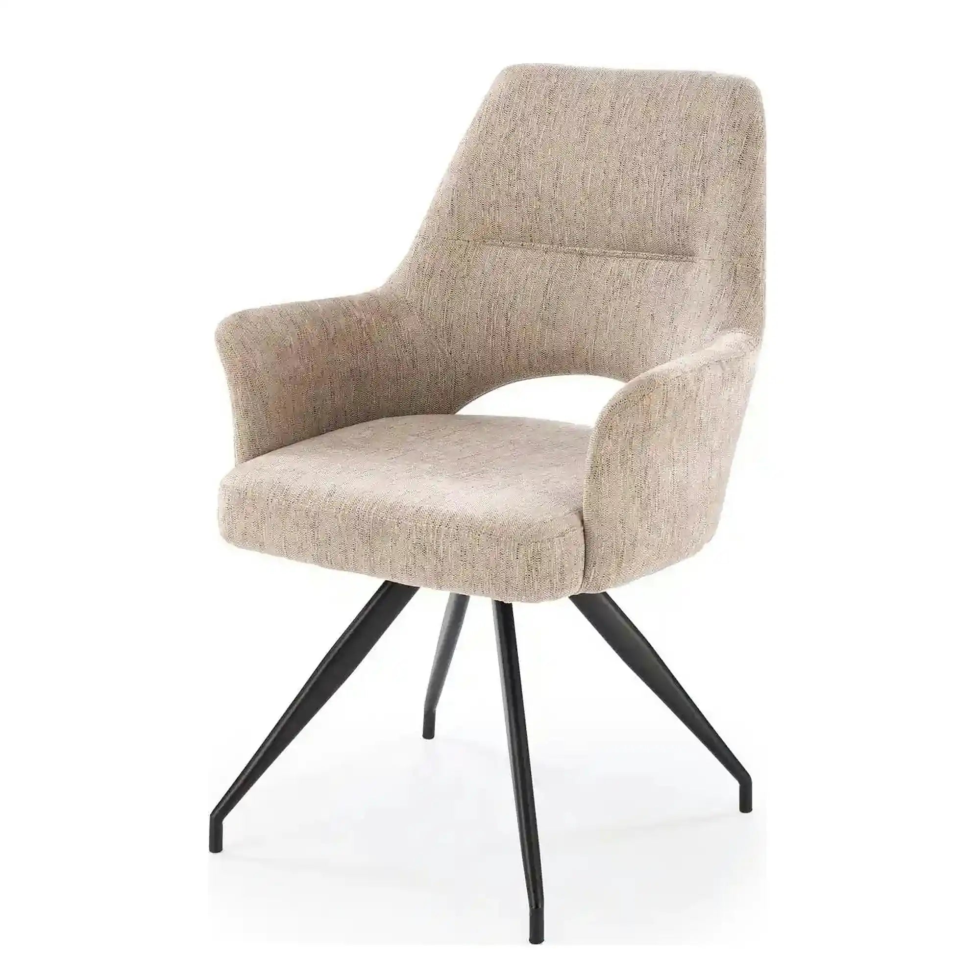 Scaun rotativ K542, bej/negru, stofa clasica/metal, 58x64x88 cm