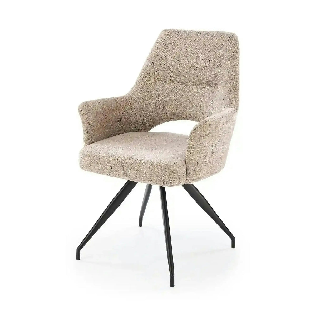 Scaun rotativ K542, bej/negru, stofa clasica/metal, 58x64x88 cm